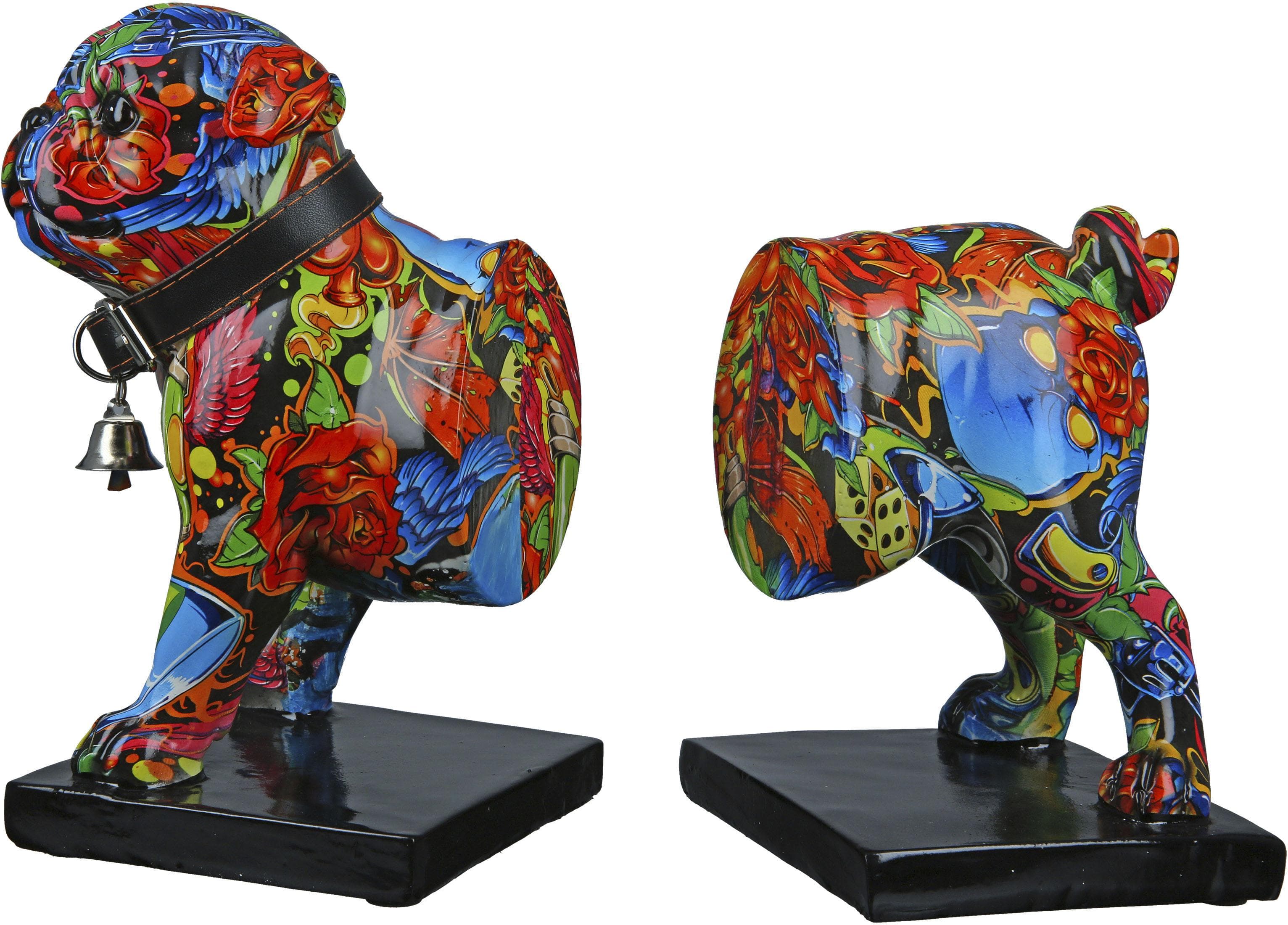 Tierfigur CASABLANCA BY GILDE Buchstütze 2er-Set Mops Street Art