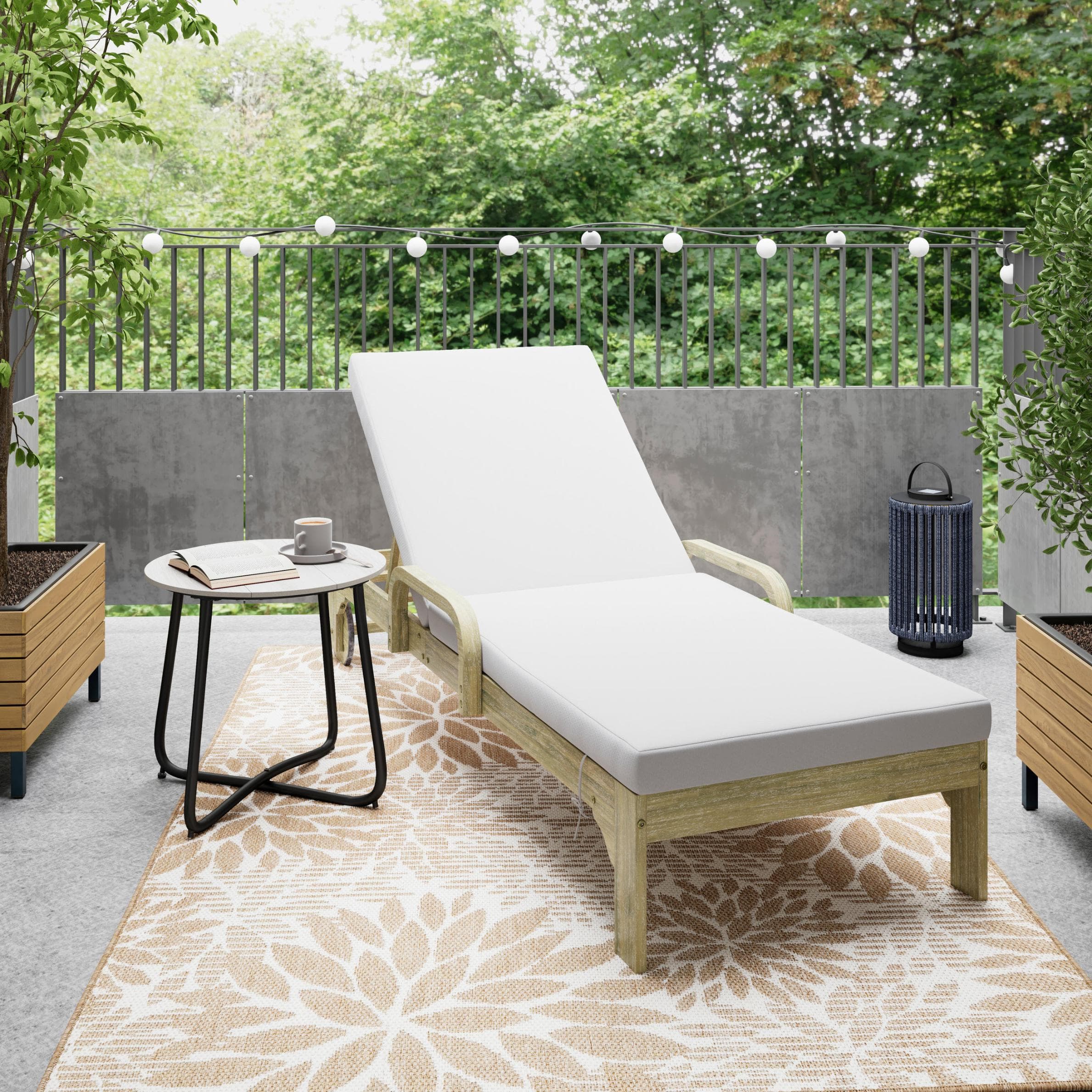Gartenliege Elja Grau Holz/Textil