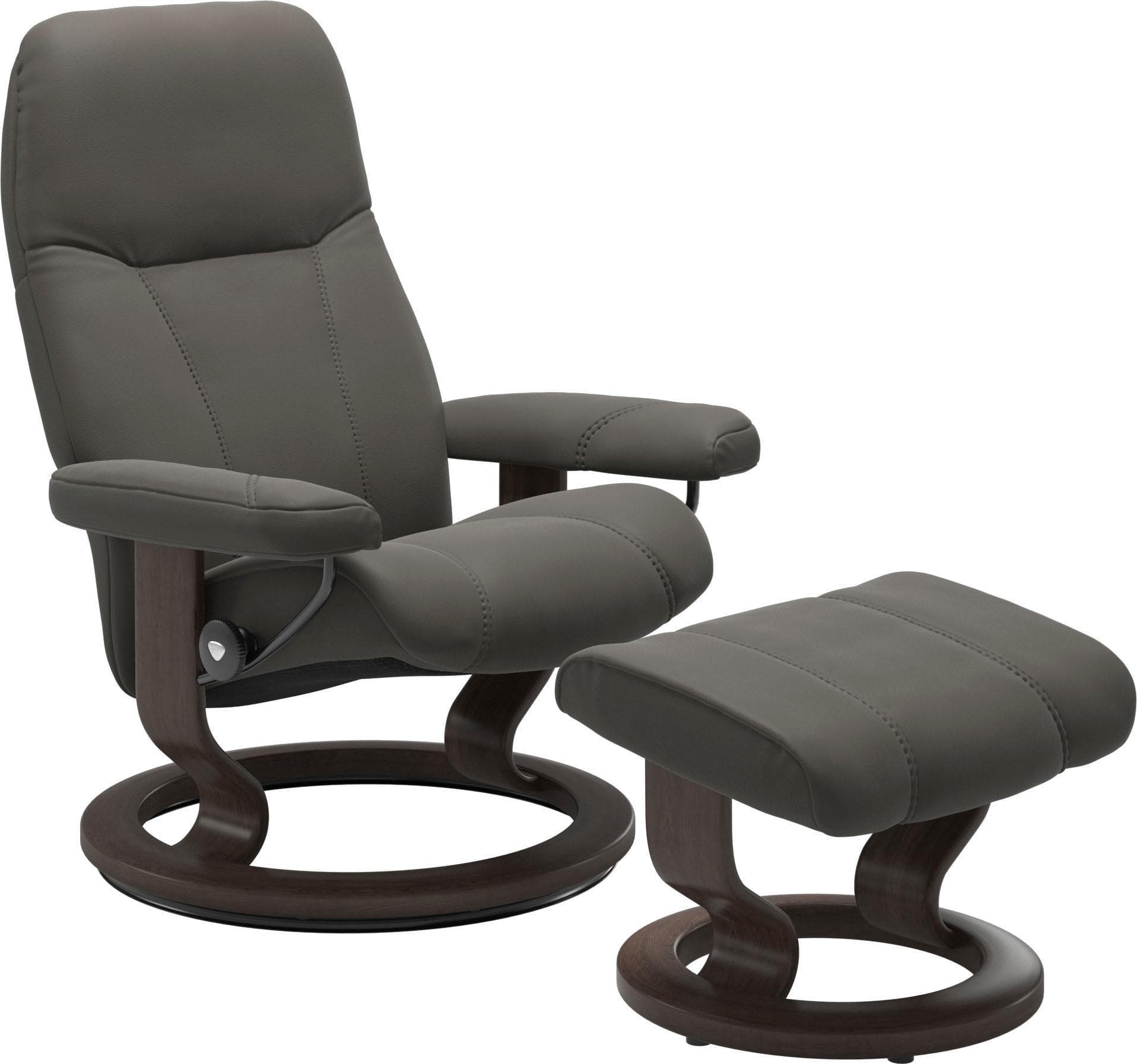 STRESSLESS Relaxsessel Consul Grau Leder PALOMA mit Hocker