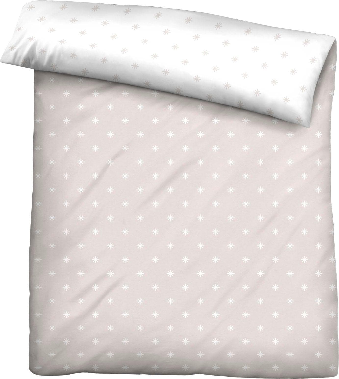 Biberna Wendebettbezug Mix & Match Beige Sterne Mako-Satin