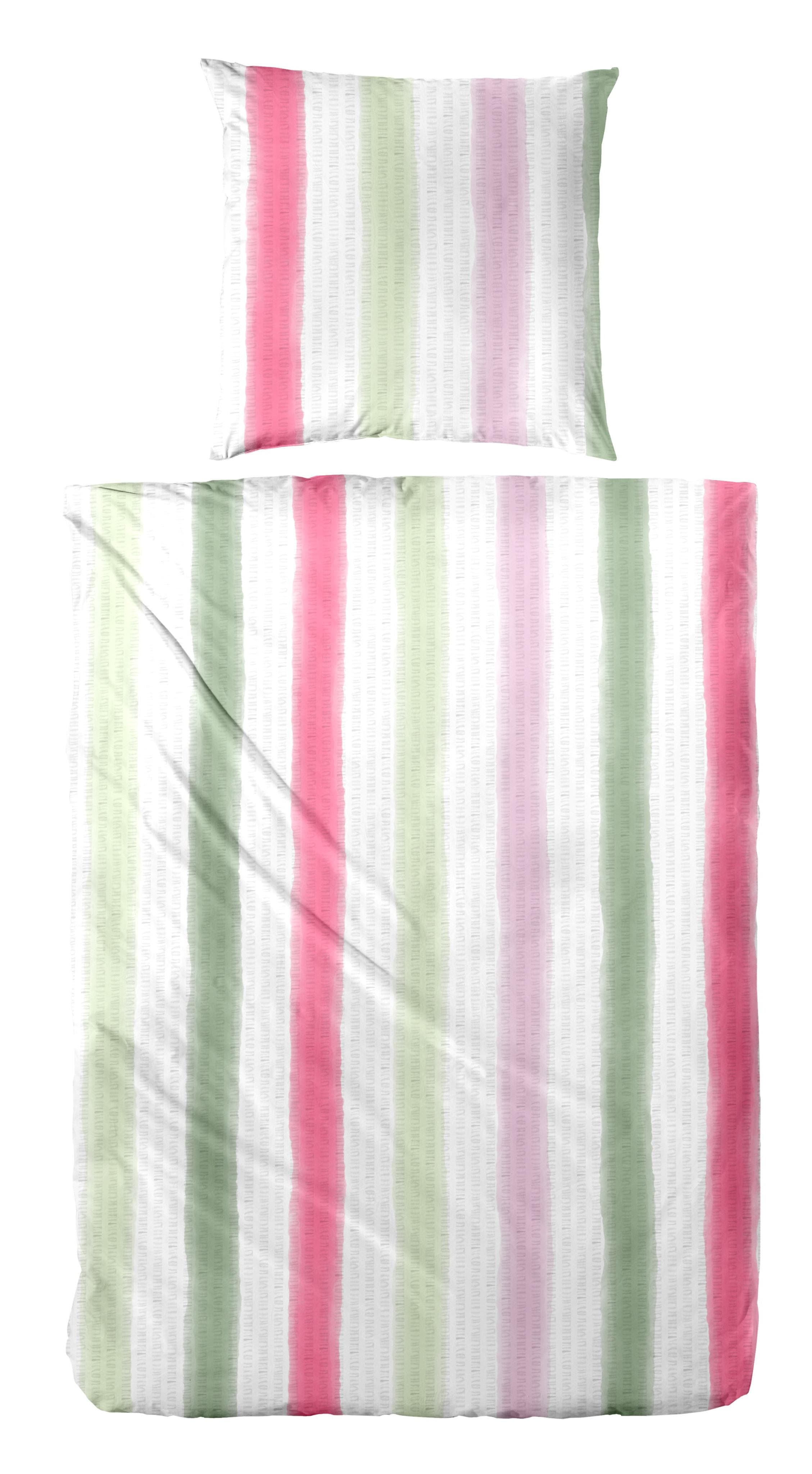 Primera Soft-Seersucker-Bettwäsche Soft lines Grün