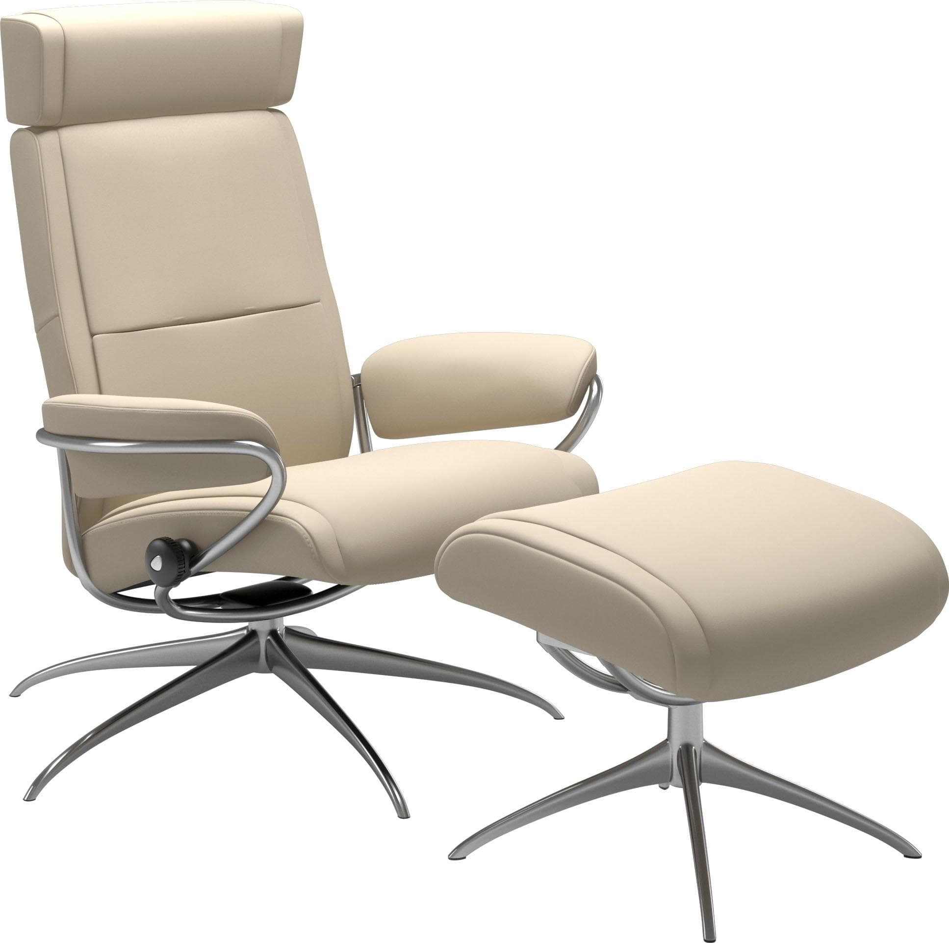 STRESSLESS Paris Relaxsessel Beige Leder mit Hocker