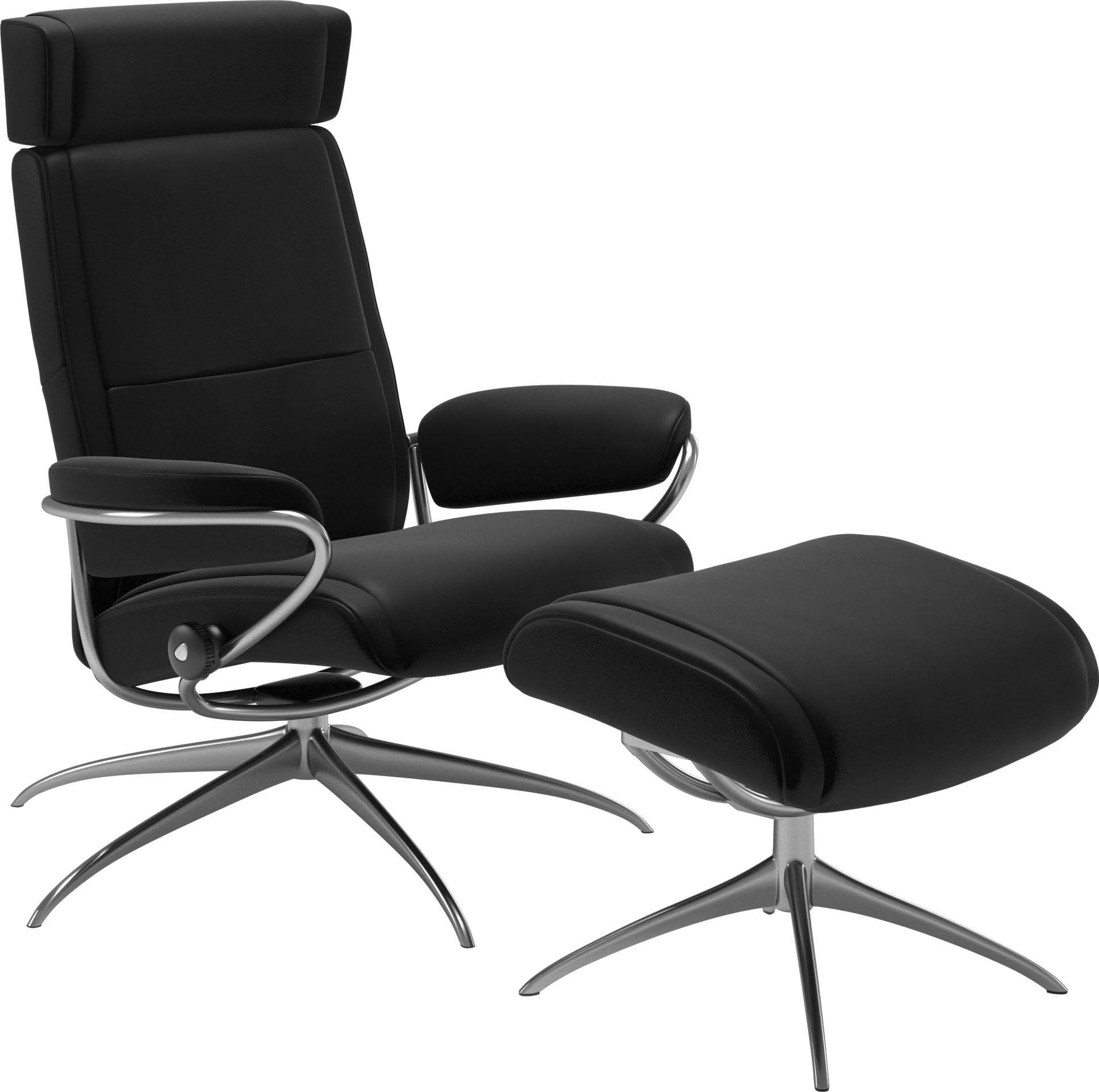STRESSLESS Paris Relaxsessel Schwarz mit Hocker