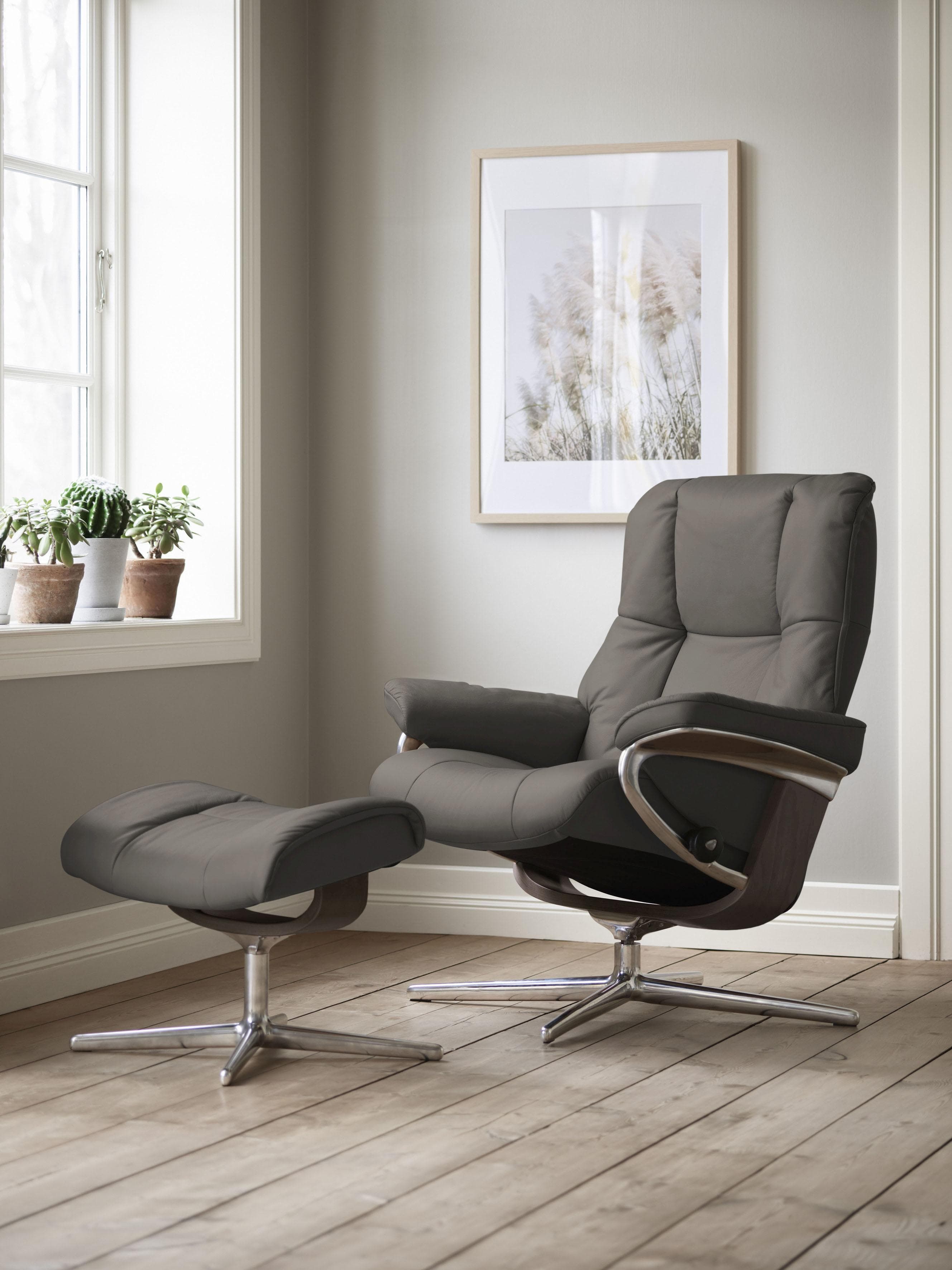 STRESSLESS Relaxsessel Mayfair Grau Leder PALOMA Cross Base