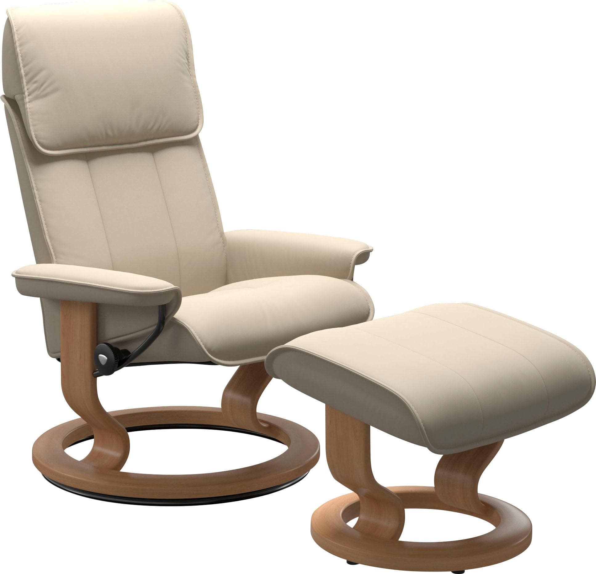STRESSLESS Admiral Relaxsessel Beige Leder Classic Base Eiche