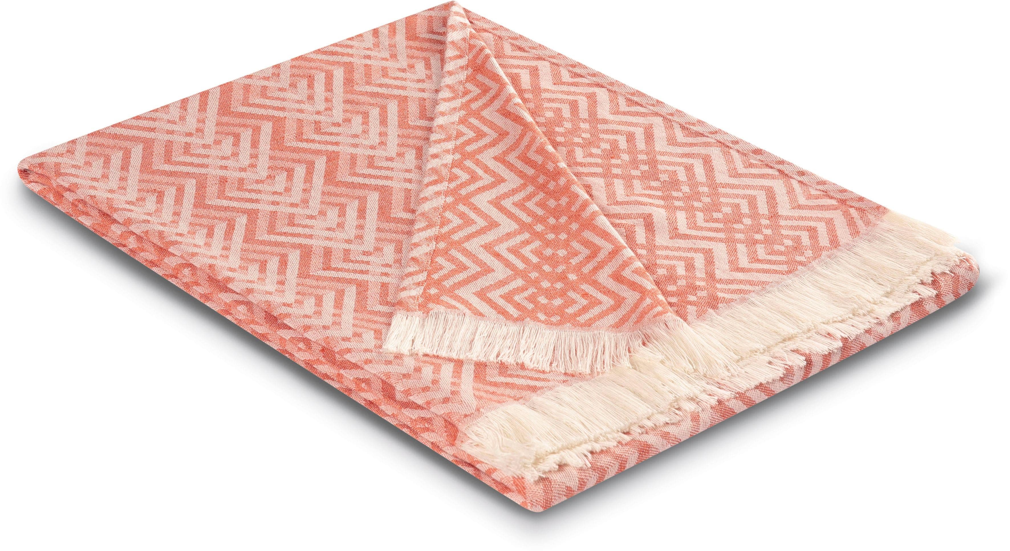 BIEDERLACK Plaid Cameo Coral 130x180cm Baumwolle Leinen Boho