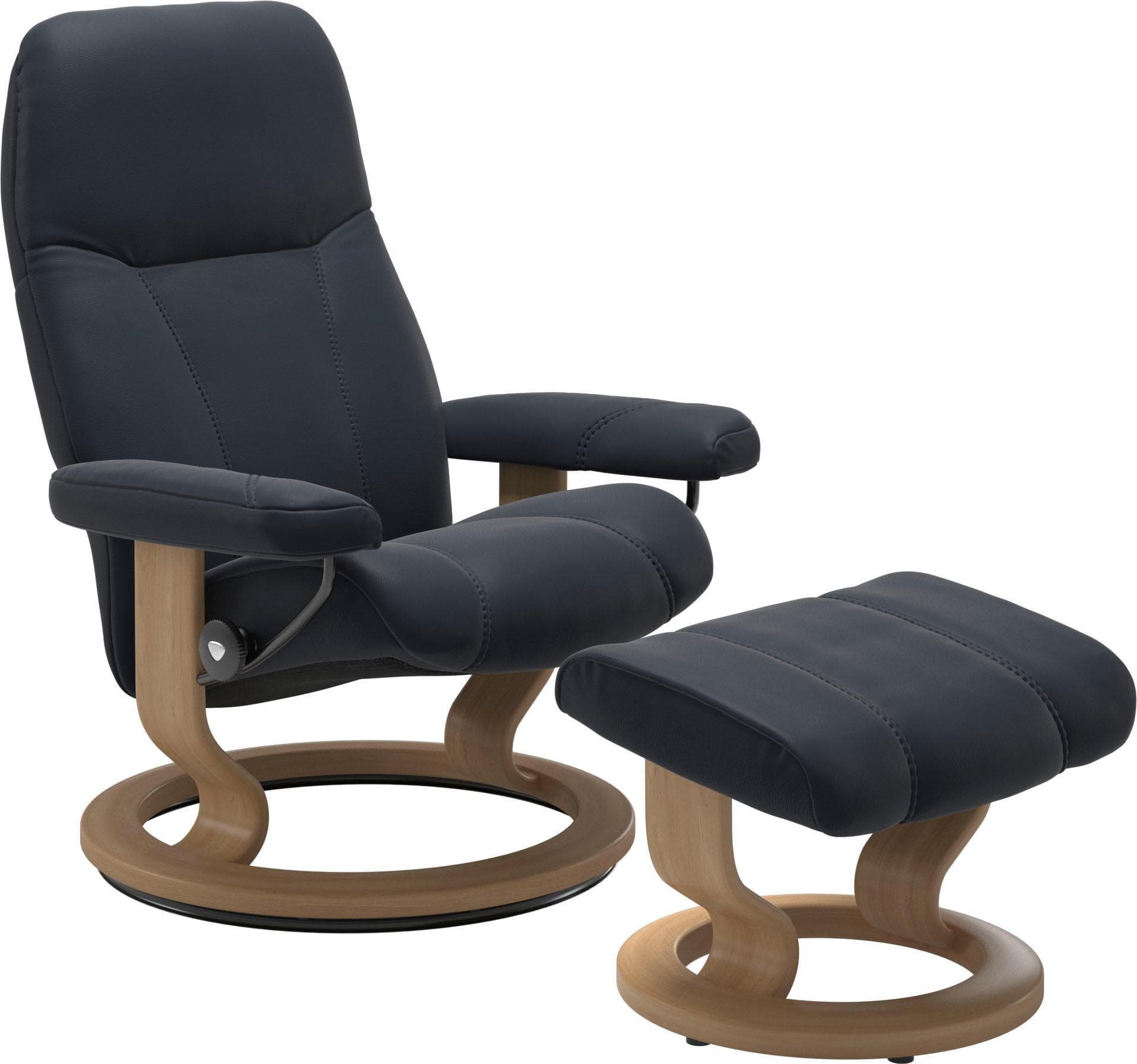 STRESSLESS Consul Relaxsessel Blau Leder mit Hocker