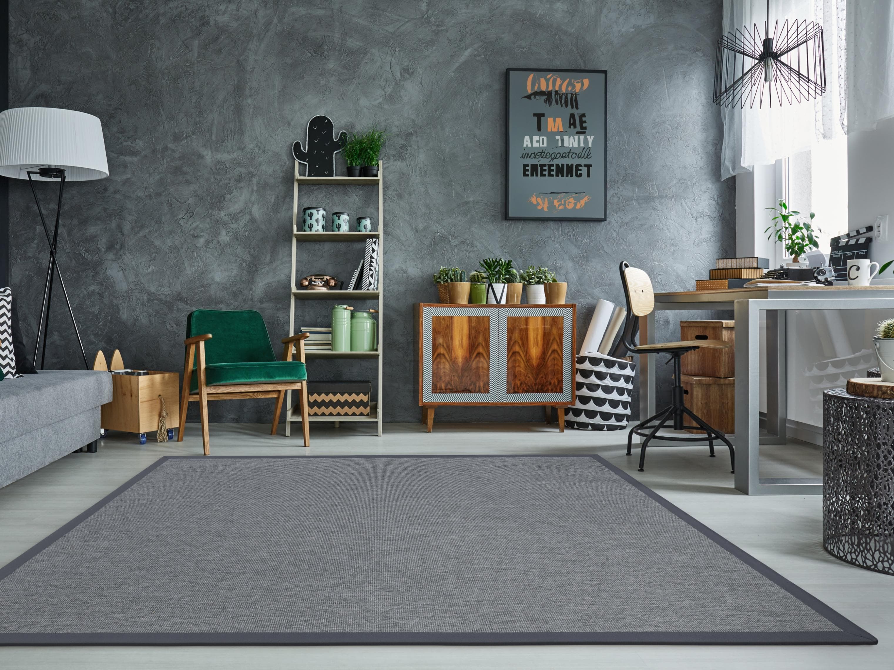 DEKOWE Naturino Rips Teppich Grau Sisal-Optik Outdoor