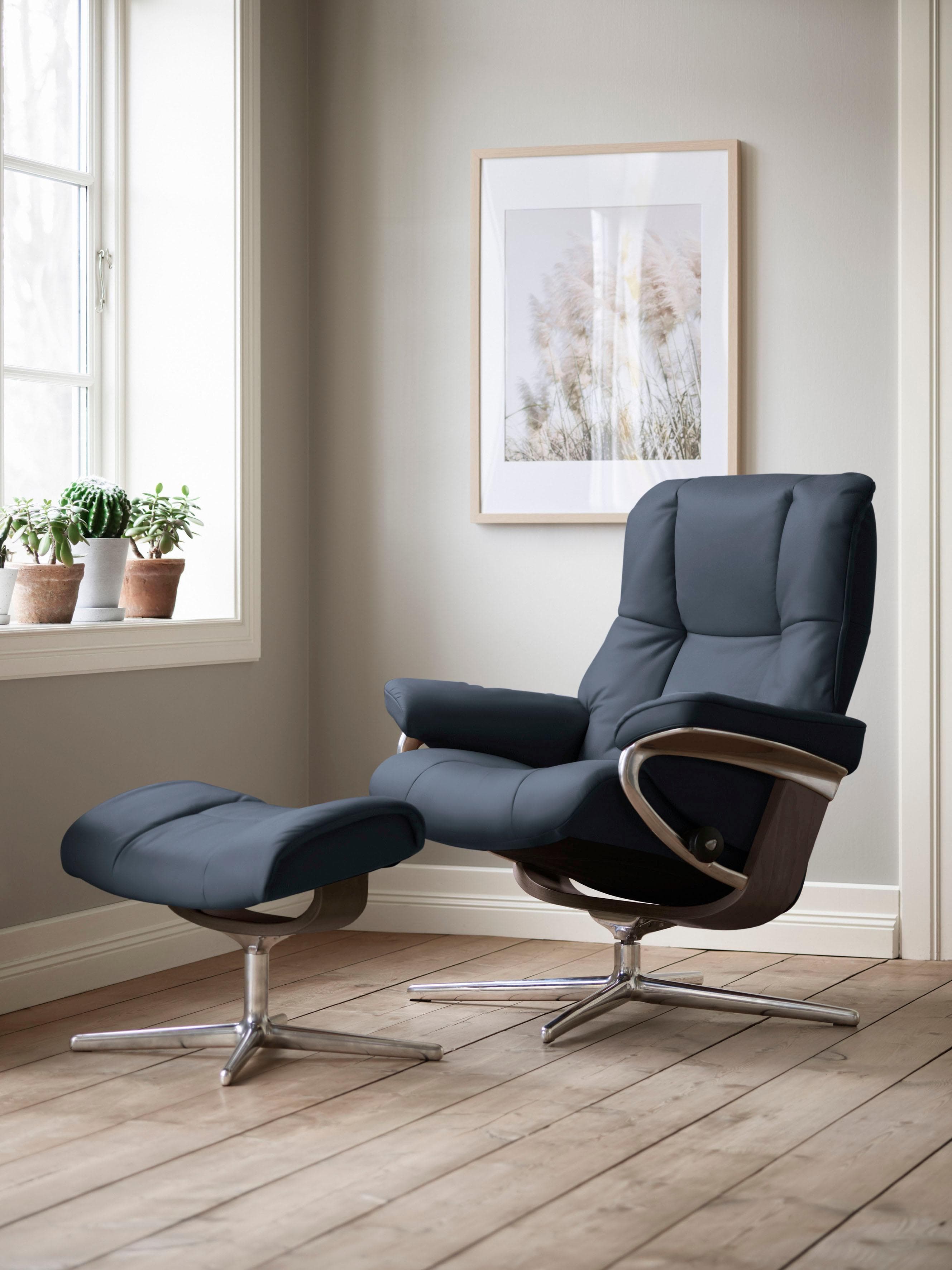 STRESSLESS Mayfair Relaxsessel Blau Microfaser Cross Base