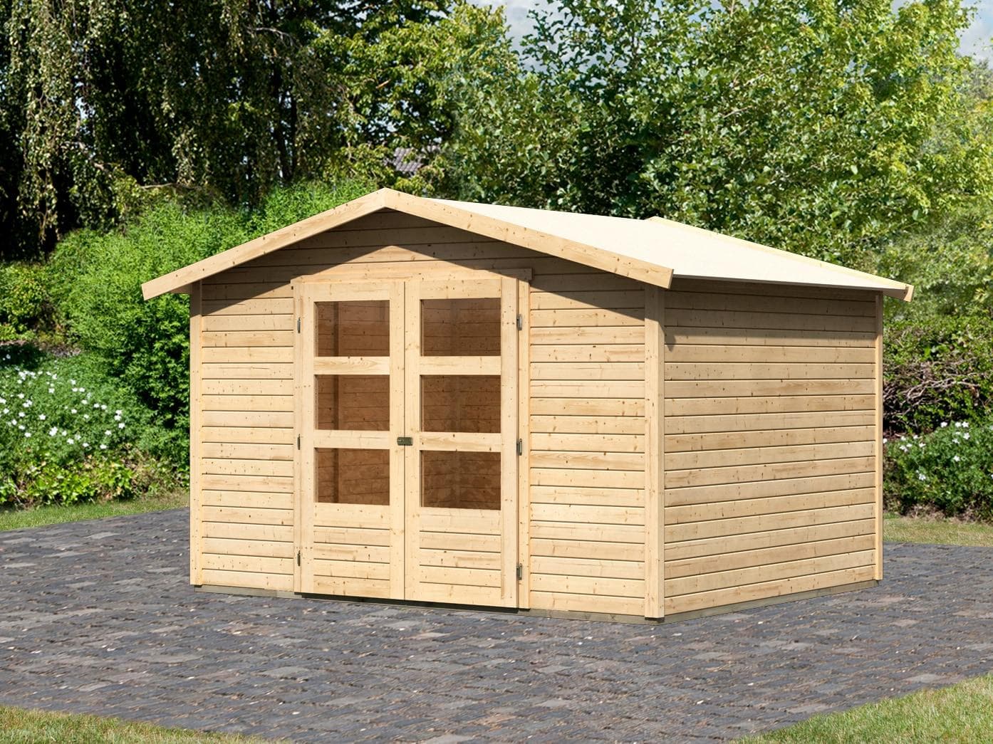 Gartenhaus KARIBU Carlberg 5 Beige Holzwerkstoff