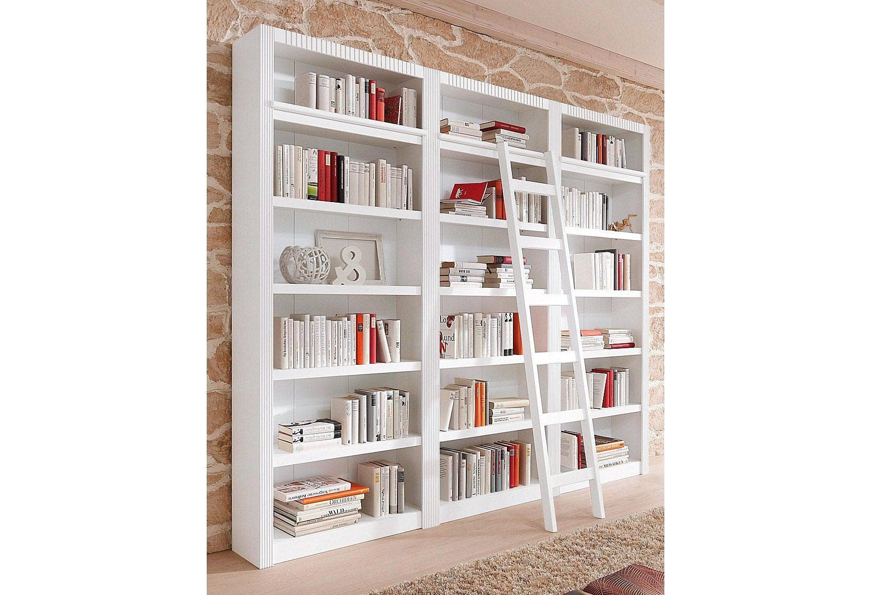 OTTO HOME Bücherwand Bergen Weiß Massivholz 3-tlg