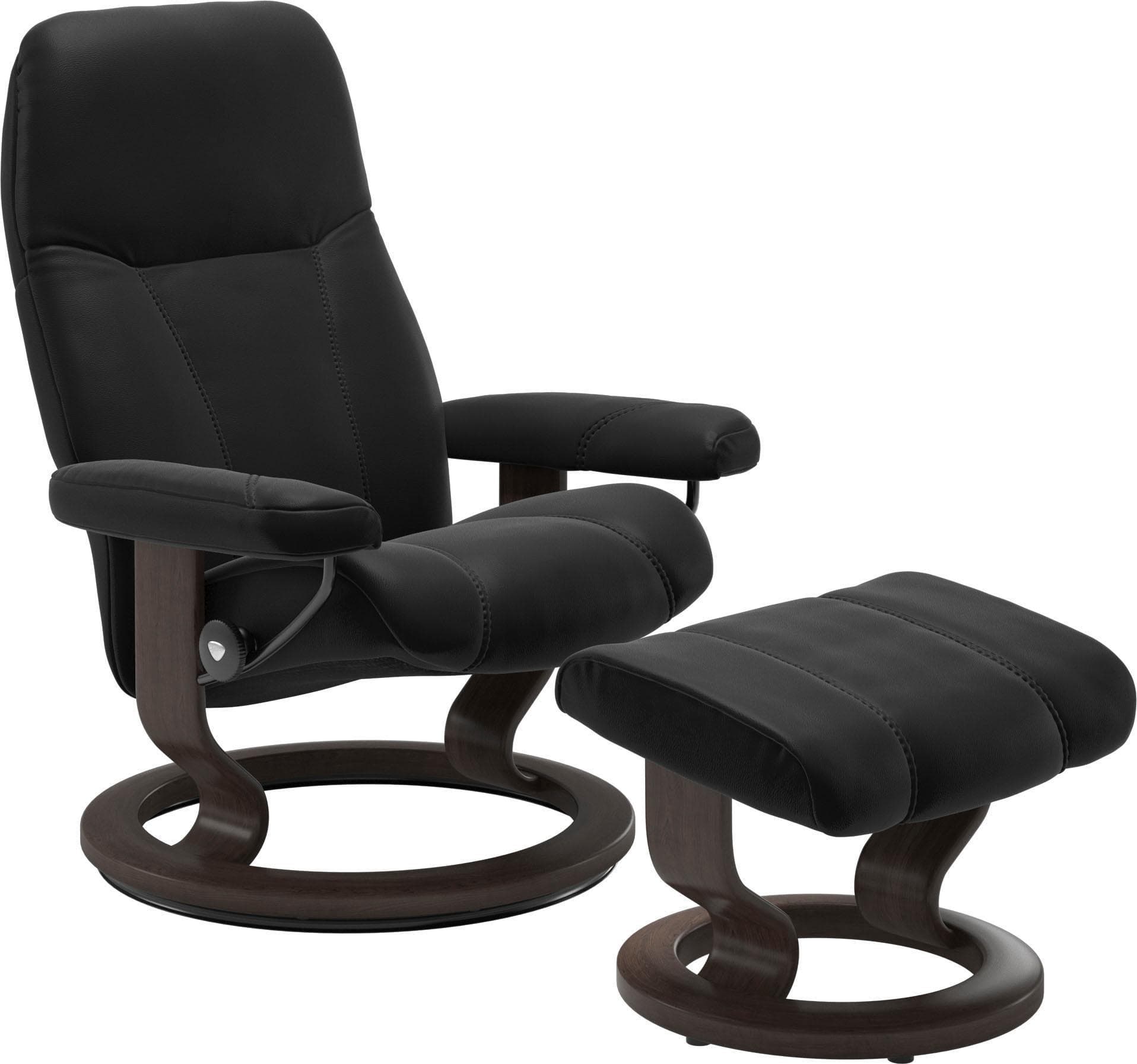 STRESSLESS Relaxsessel Consul Schwarz Leder PALOMA mit Hocker