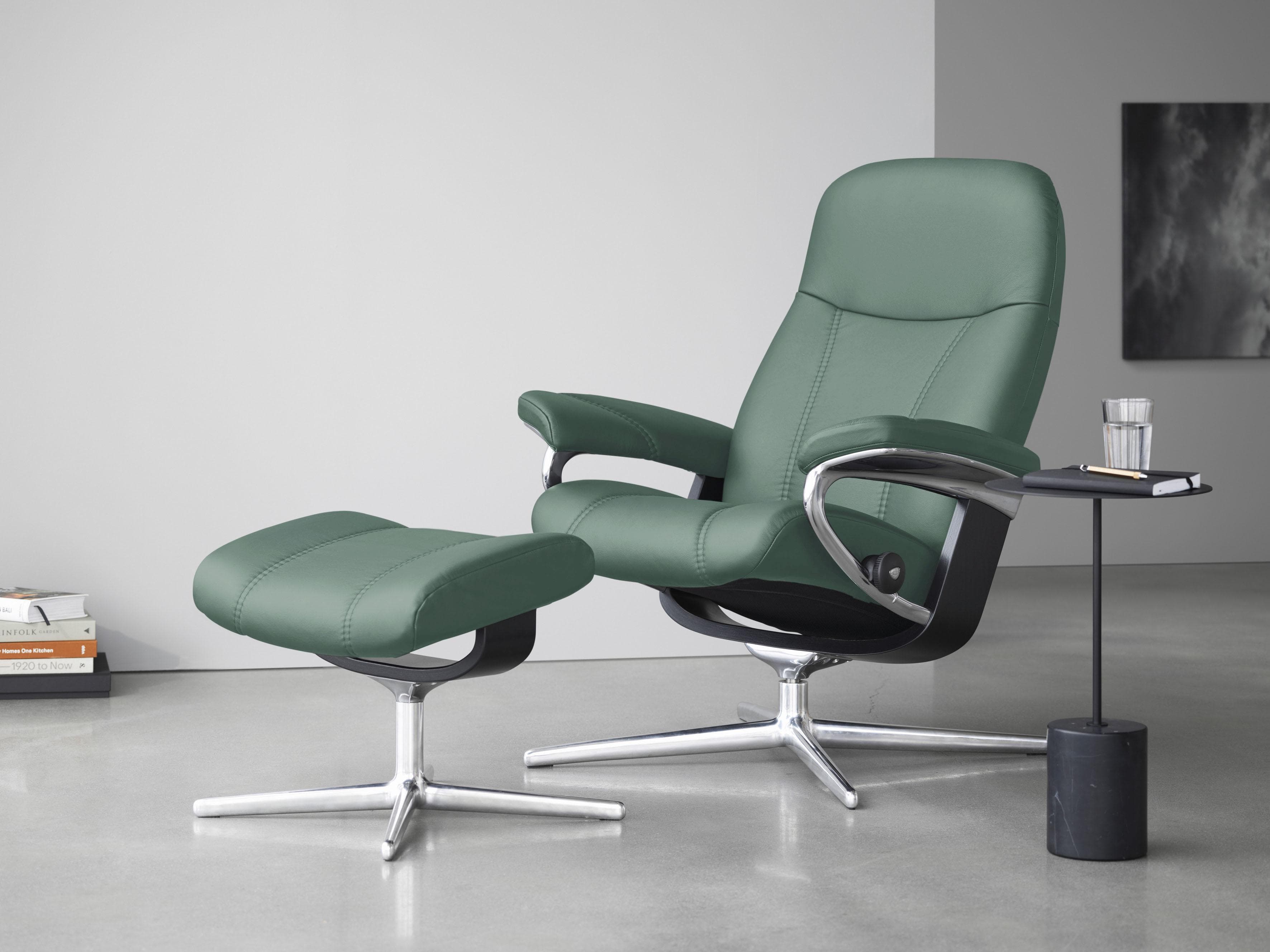 STRESSLESS Relaxsessel Consul Grün Leder mit Hocker