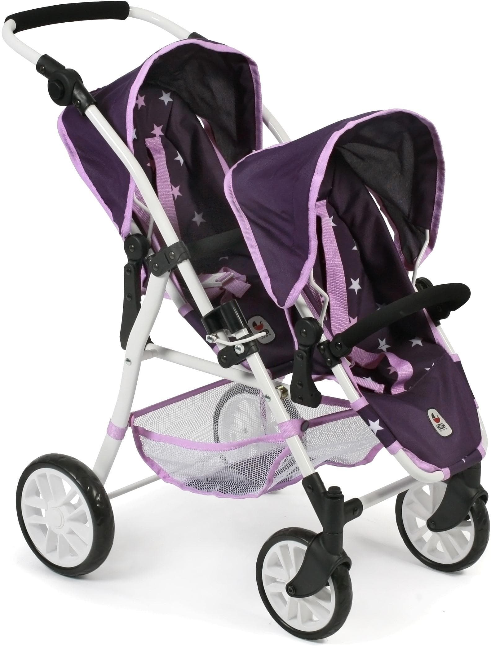 CHIC2000 Puppen-Zwillingsbuggy Twinny Stars Lila mit schwenkbaren Vorderrädern