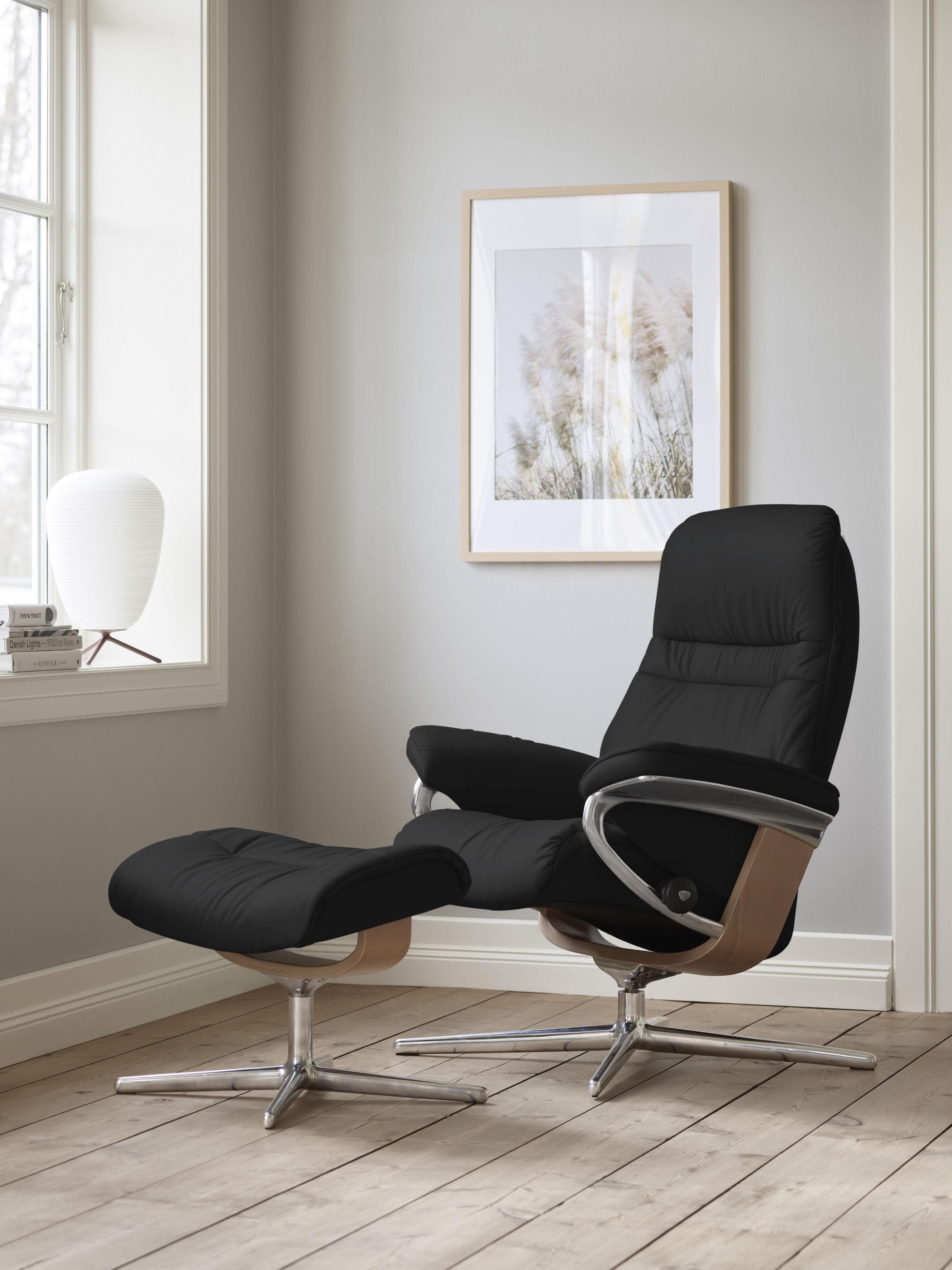 STRESSLESS Sunrise Relaxsessel Schwarz Leder PALOMA mit Hocker