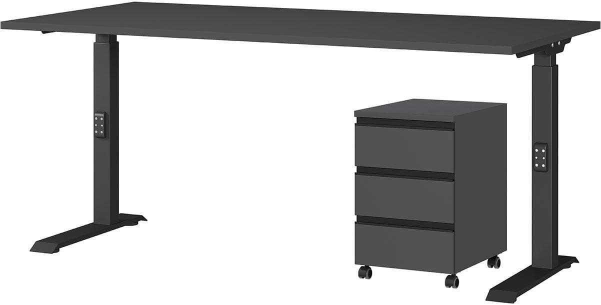 Germania Lemont Büromöbel-Set Grau Höhenverstellbar mit Rollcontainer