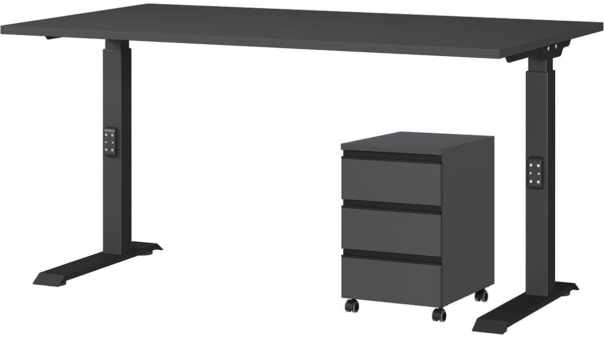 Höhenverstellbarer Schreibtisch mit Rollcontainer | French Velvet