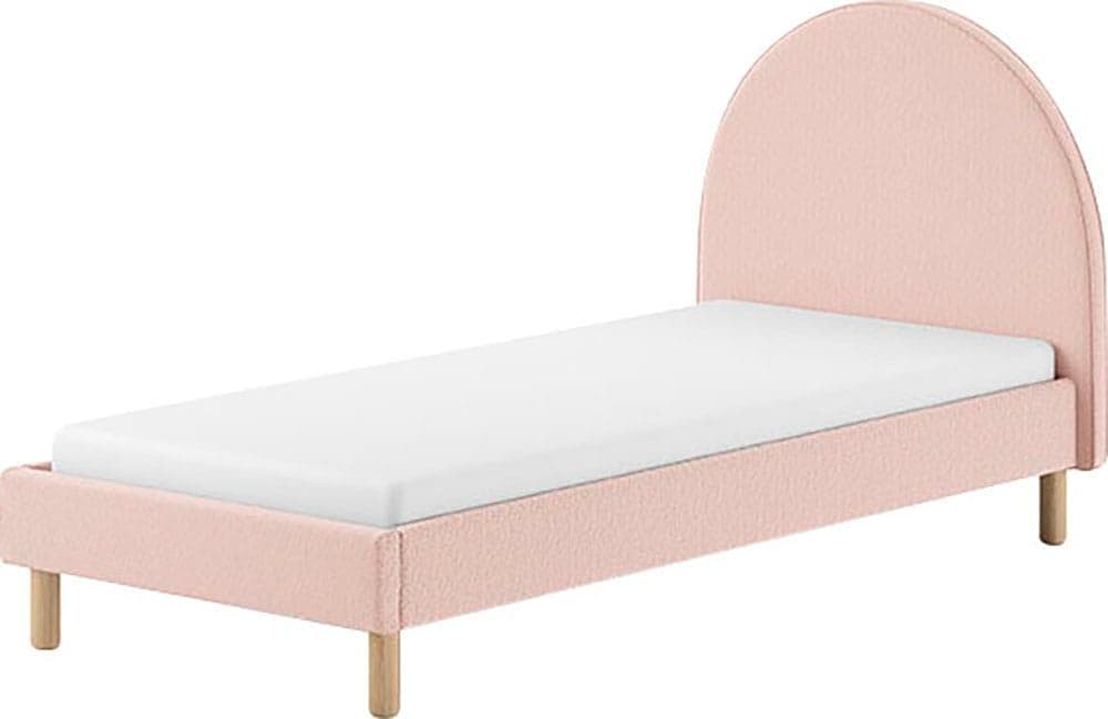 Natur24 Polsterbett Moon - Stilvolles Bouclé-Bett in Rosa