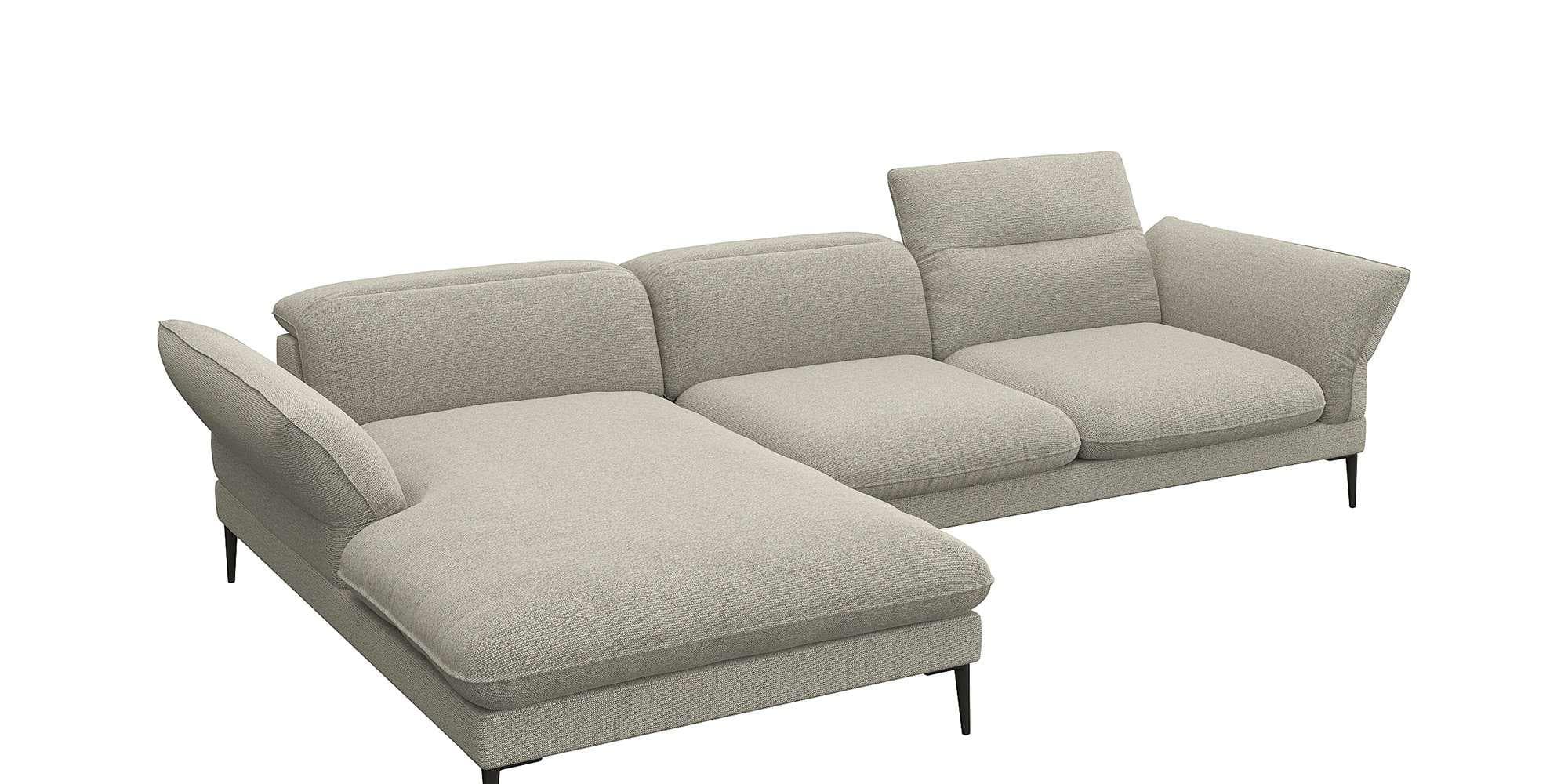 Flexlux Ecksofa Salino mit Recamiere und Verstellfunktion Beige