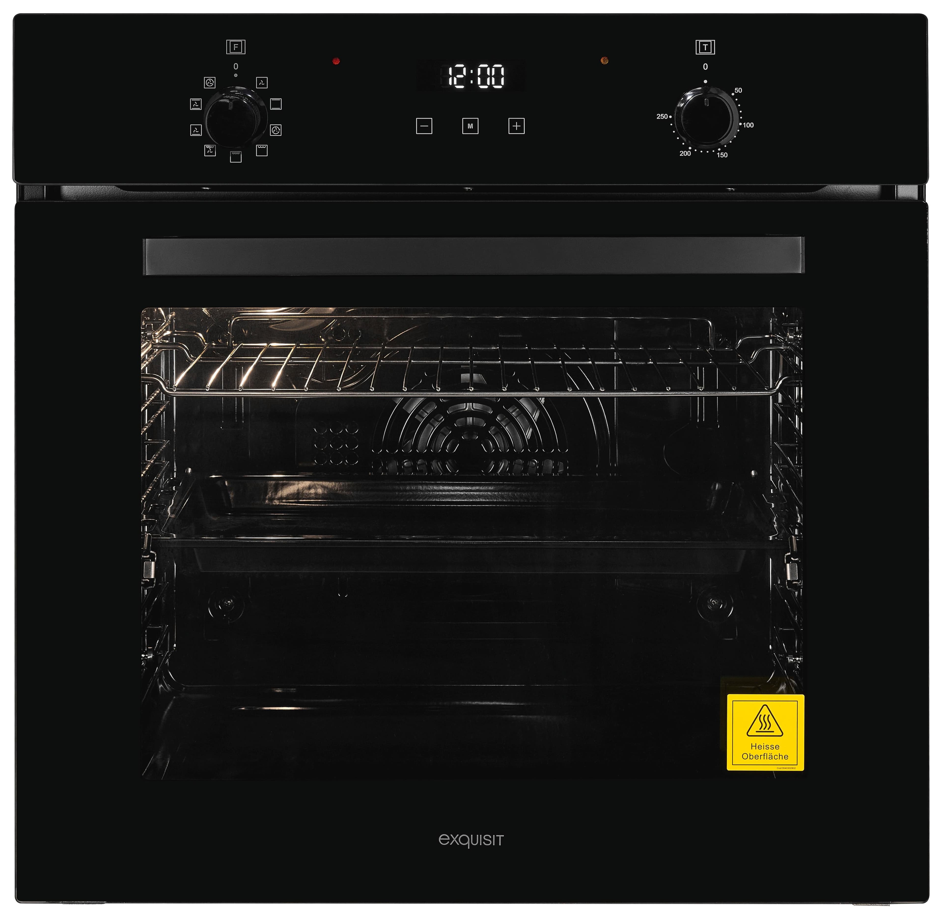 EXQUISIT Einbaubackofen EBE278-H-020 Schwarz Heißluft & Pizzastufe