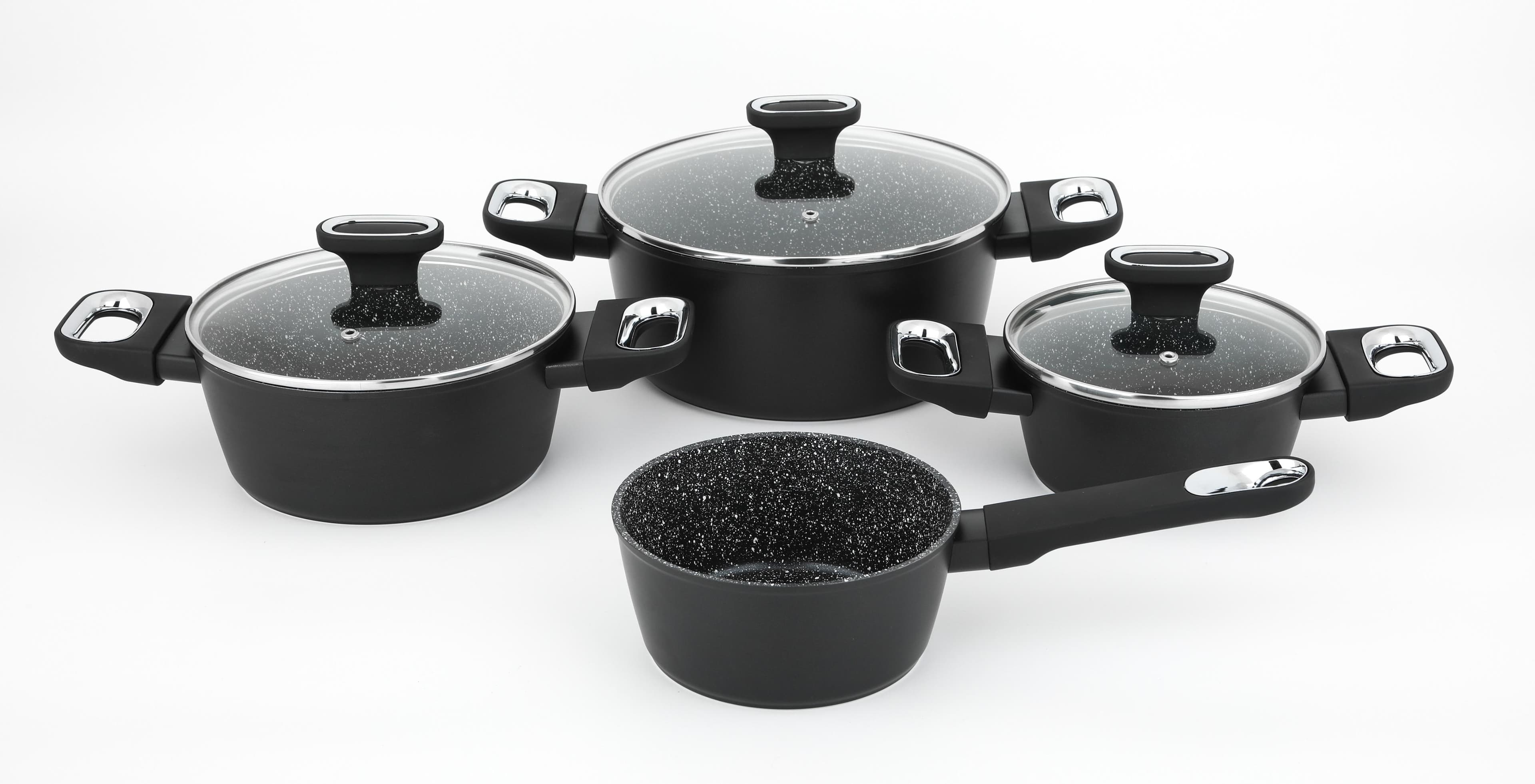 Topf-Set CS KOCH-SYSTEME "MARBURG 7-teiliges, Aluminiumlegierung, antihaftbeschichtet", schwarz