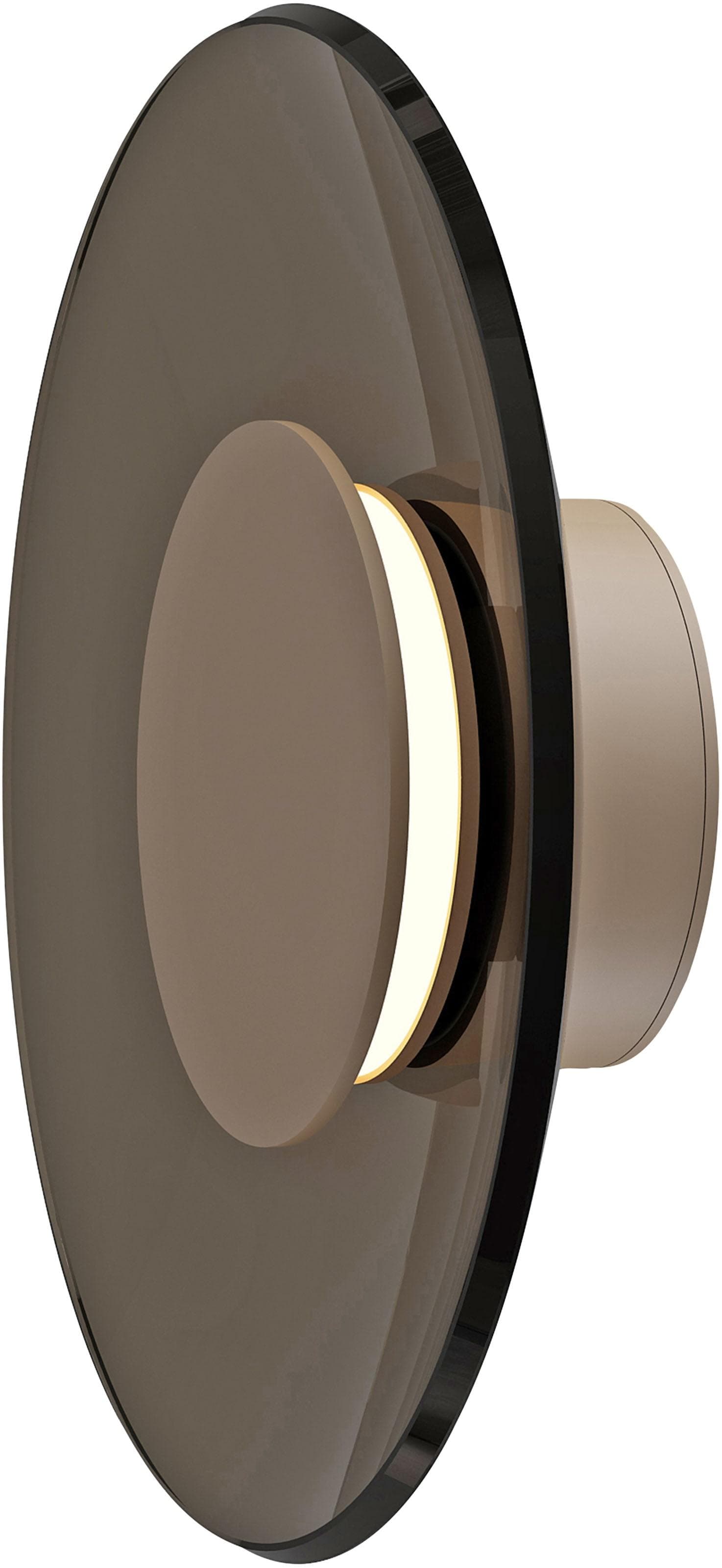 LED-Wandlampe PURE Moon, Bronze, Ø 32 cm, Amberglas