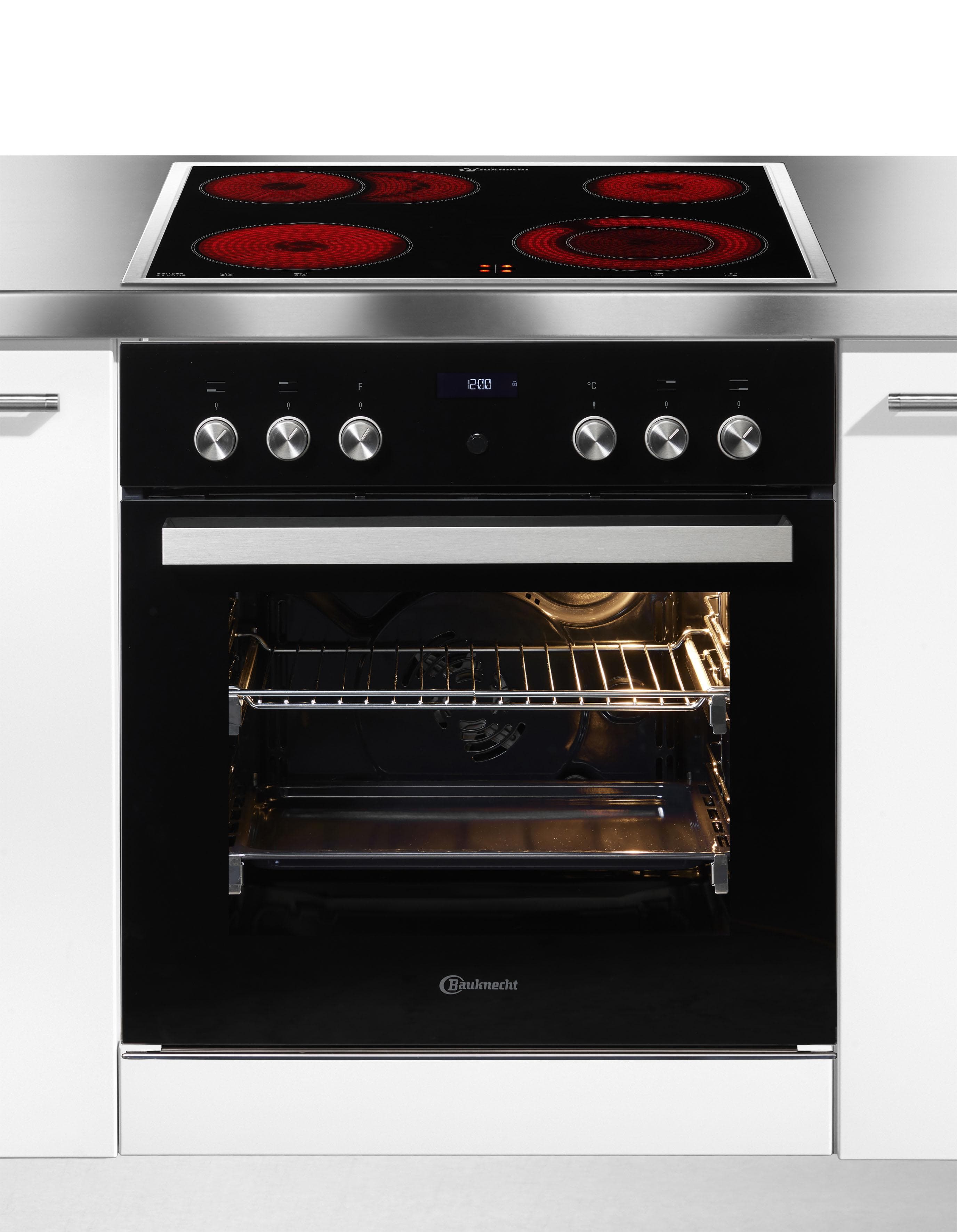 BAUKNECHT Elektro-Herd-Set HEKO BLACK TANGO A+ Schwarz Powerheißluft