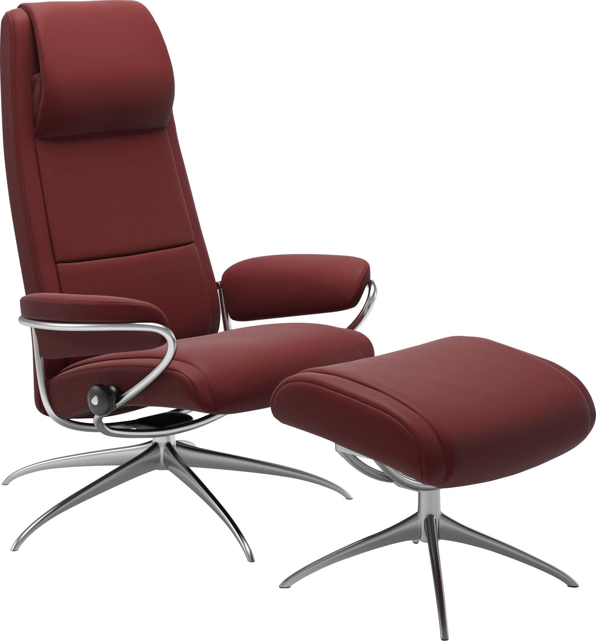 STRESSLESS Paris Relaxsessel mit Hocker Cherry Paloma Leder