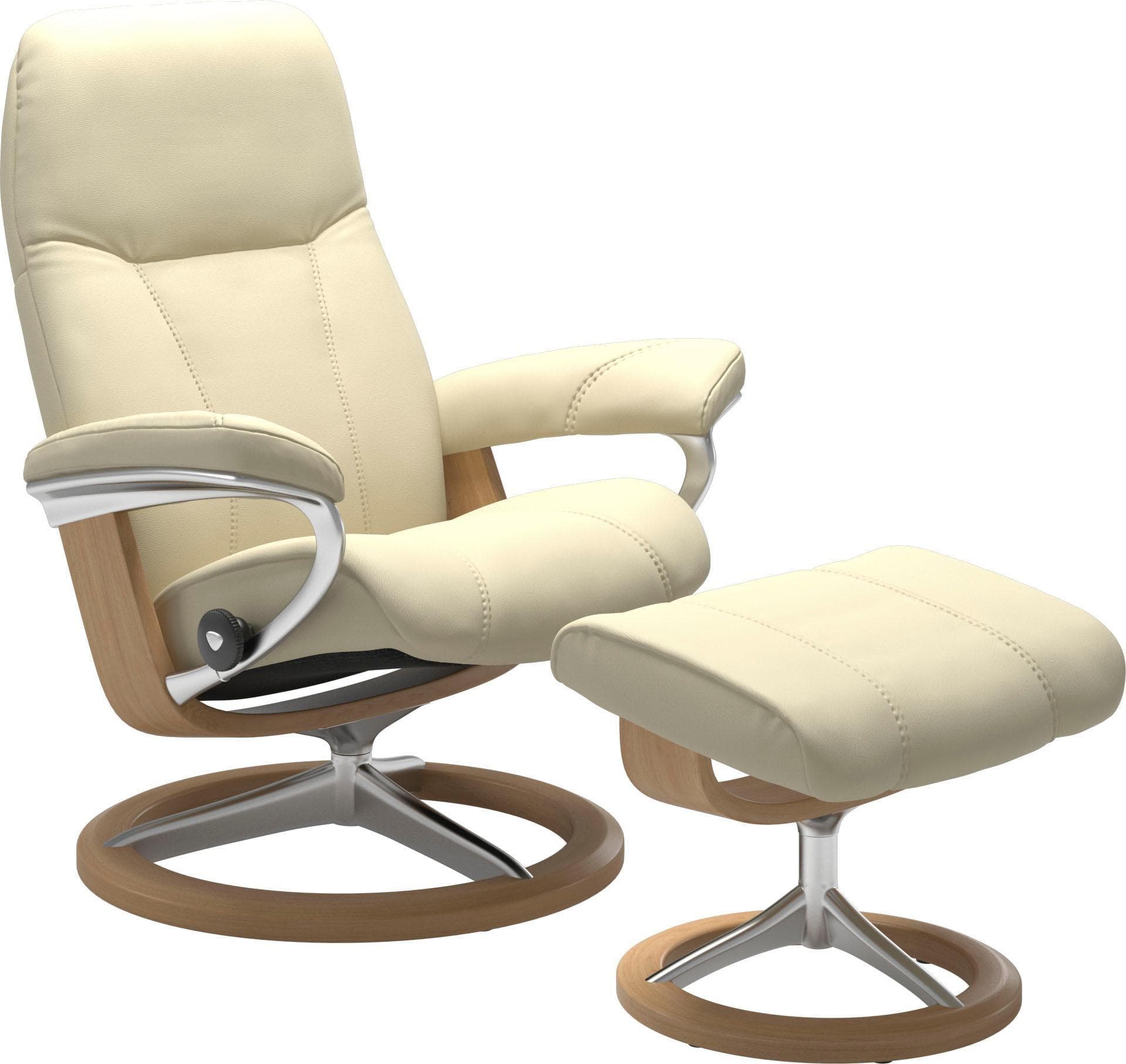 Relaxsessel STRESSLESS Consul Beige Leder mit Hocker