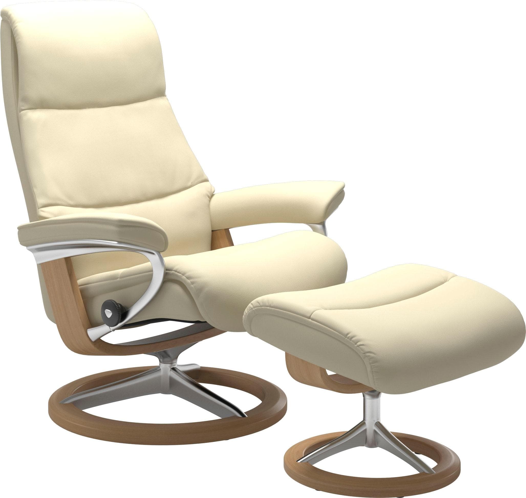 STRESSLESS Relaxsessel View Set Beige Leder Eiche Signature Base