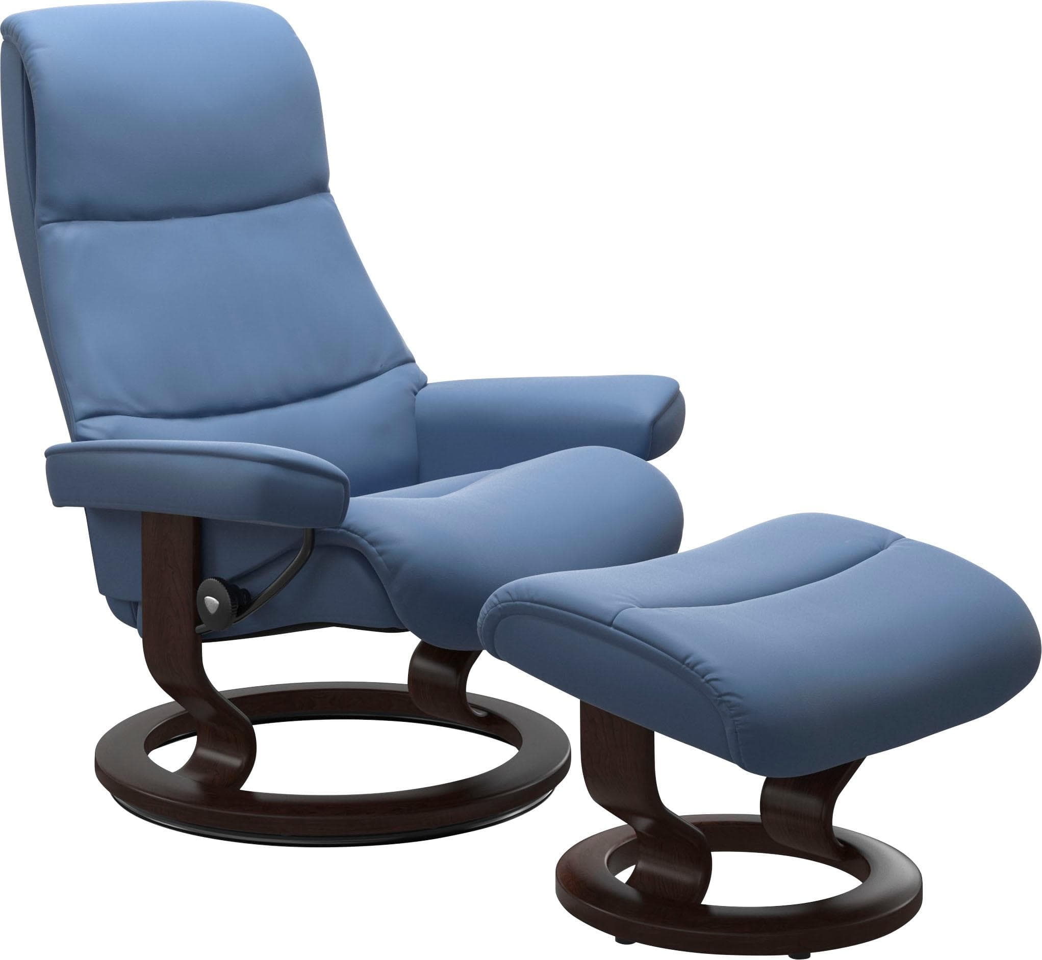 Relaxsessel, Sessel, Hocker in Blau und Braun