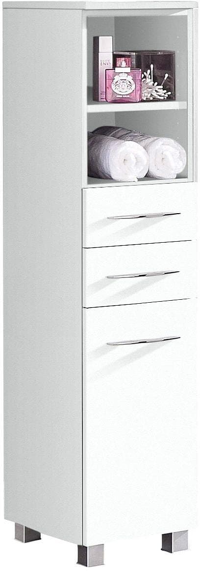 welltime Midischrank Portofino Weiß Metallgriffe