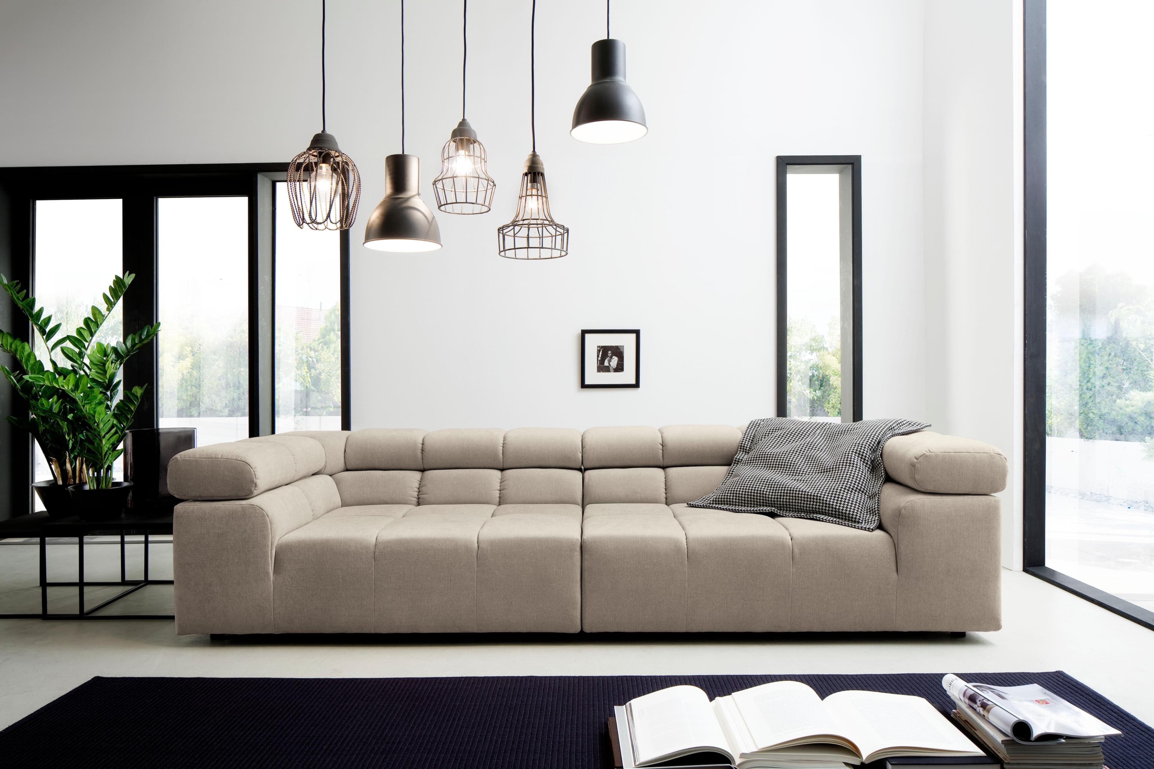 Home Affaire Big-Sofa Ancona Modern Grau mit verstellbaren Kopfstützen