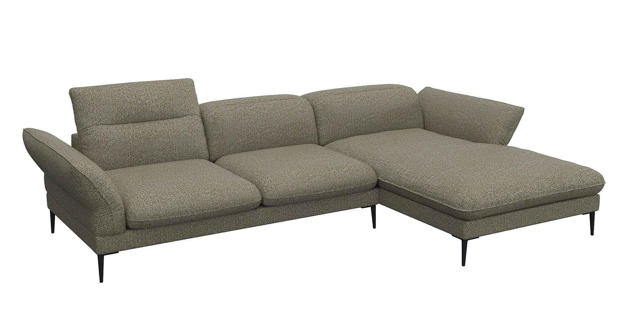 FLEXLUX Ecksofa Salino mit Recamiere und Relaxfunktion in Grün