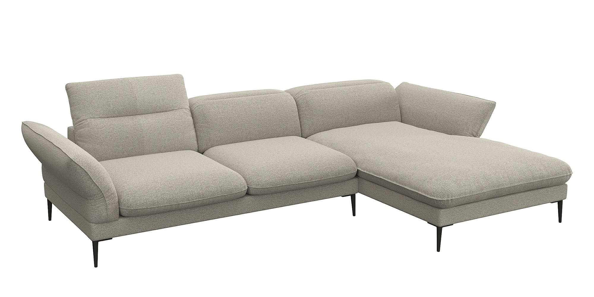 FLEXLUX Ecksofa Salino mit Recamiere und Verstellfunktion in Beige