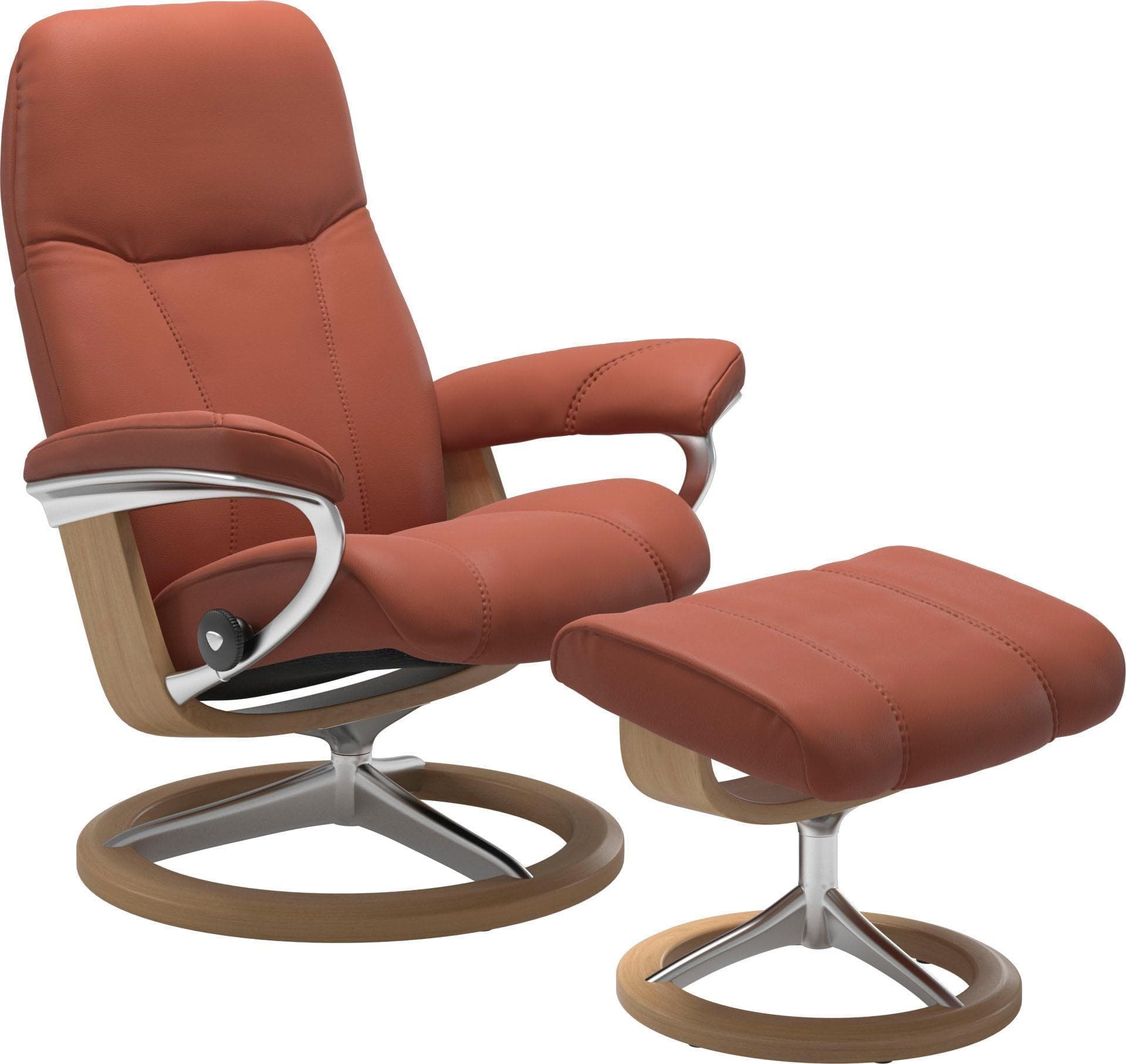 Relaxsessel STRESSLESS Consul mit Hocker Leder Eiche