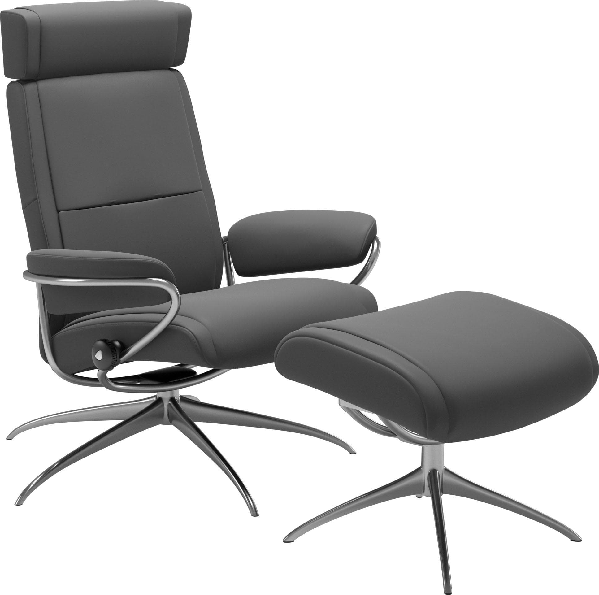STRESSLESS Relaxsessel Paris Grau mit Hocker und Kopfstütze
