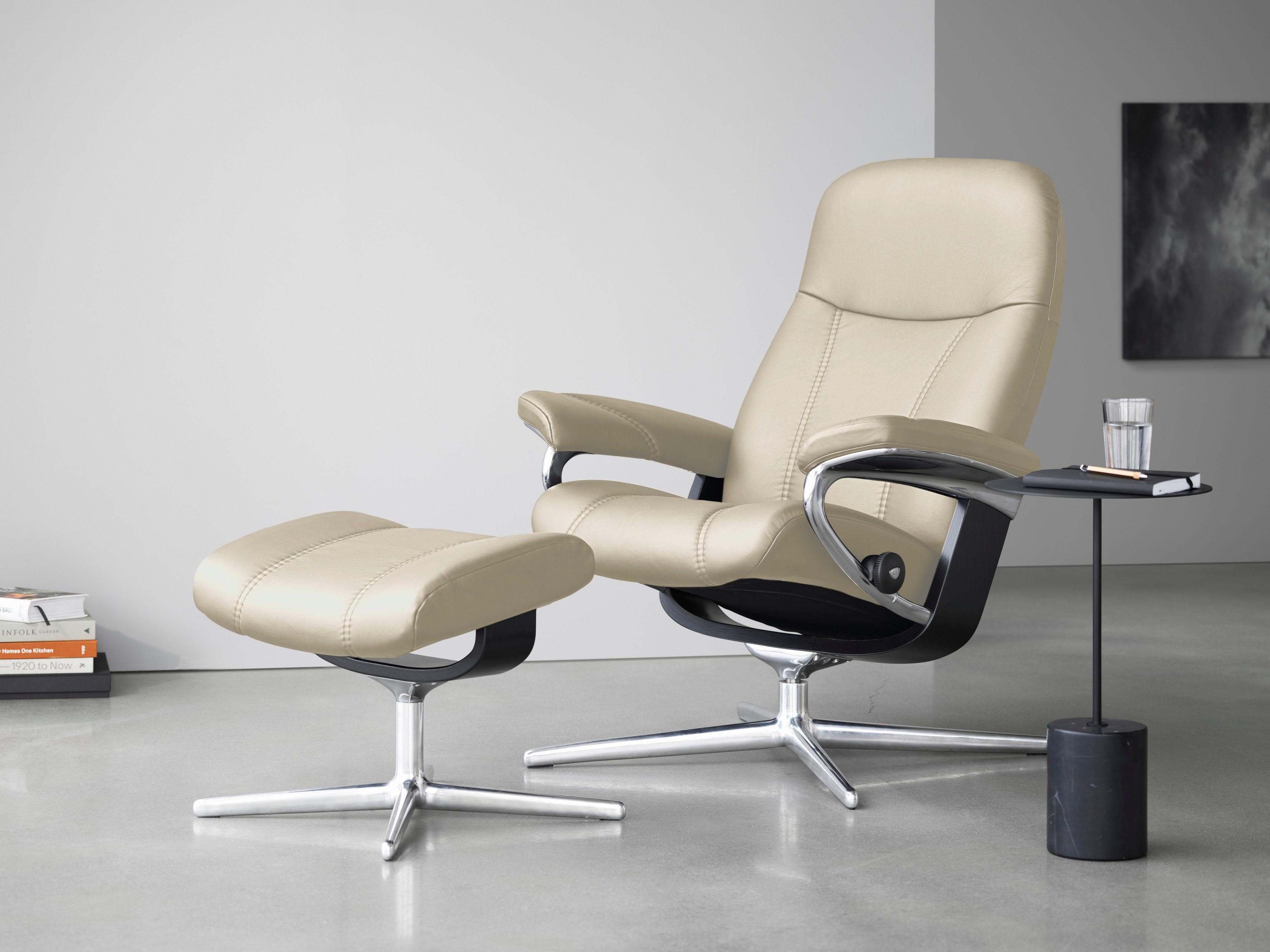 STRESSLESS Relaxsessel Consul Beige Leder mit Hocker