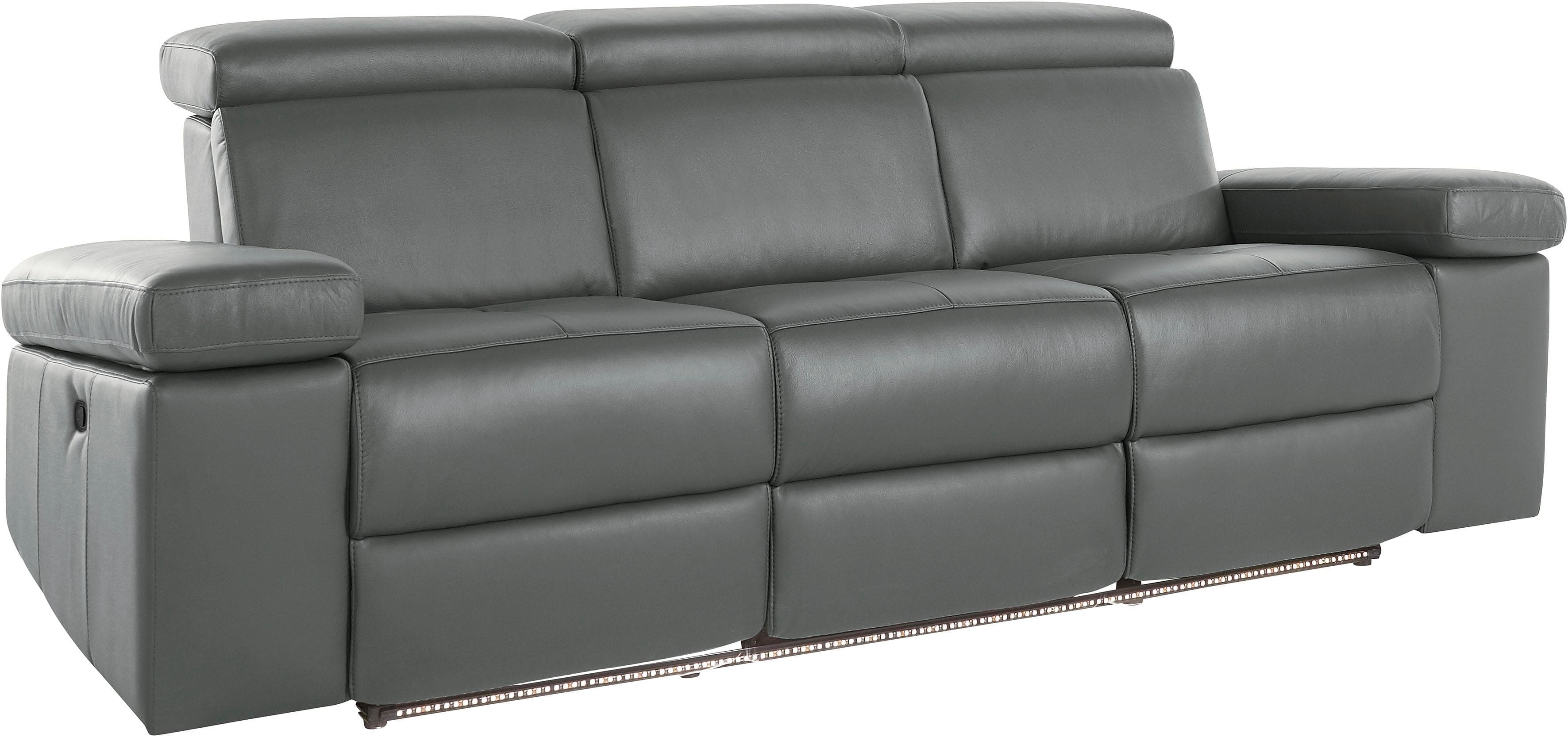 HOME AFFAIRE Kilado 3-Sitzer Sofa Grau mit Relaxfunktion