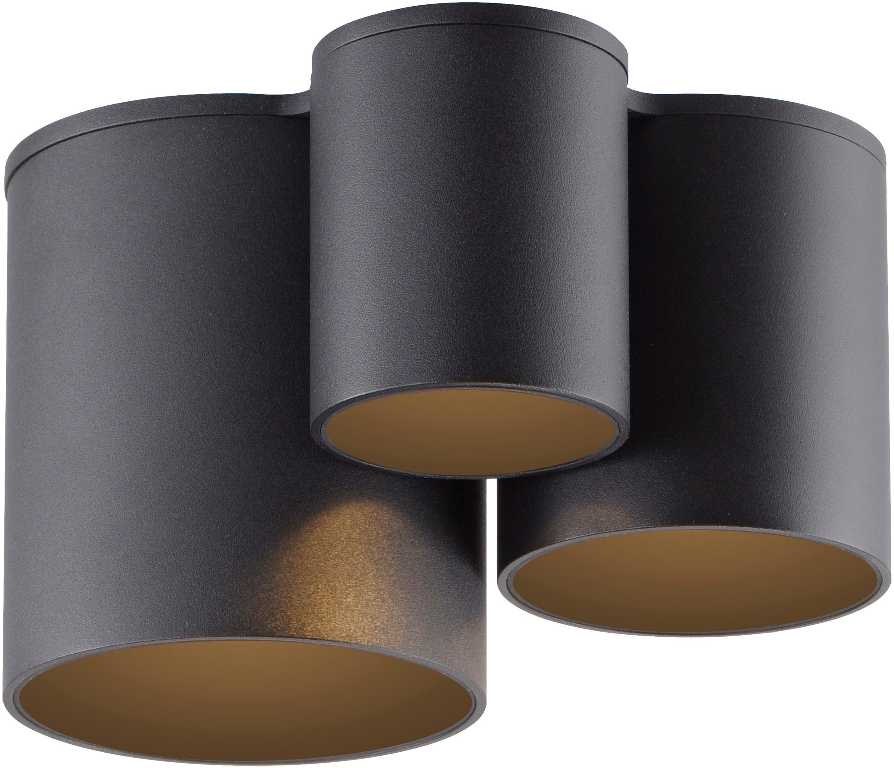 PURE LED-Bad-Deckenlampe Point Schwarz 18 cm 3-flg.