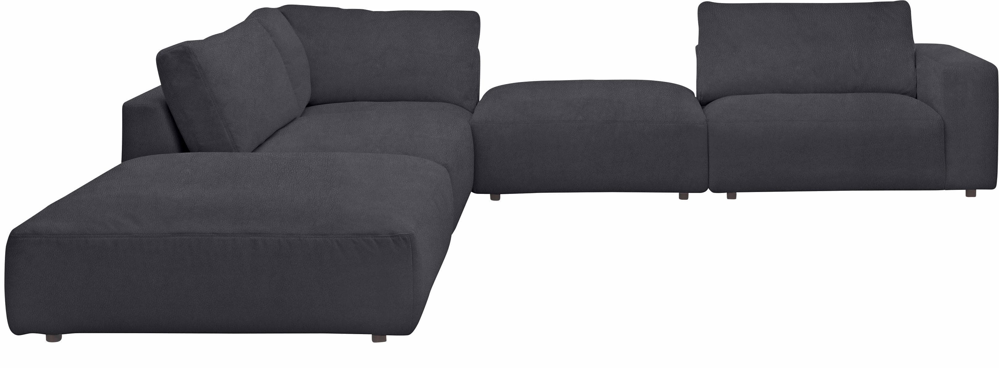 Ecksofa MUSTERRING LUCIA L-Form Schwarz Recamiere Rechts