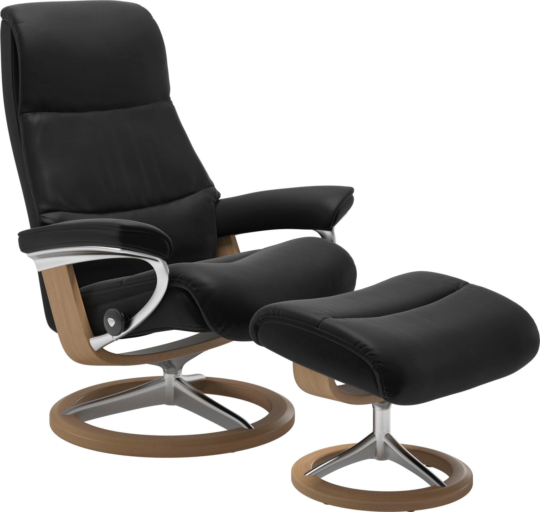 STRESSLESS Relaxsessel View Set mit Hocker Leder PALOMA Schwarz Eiche