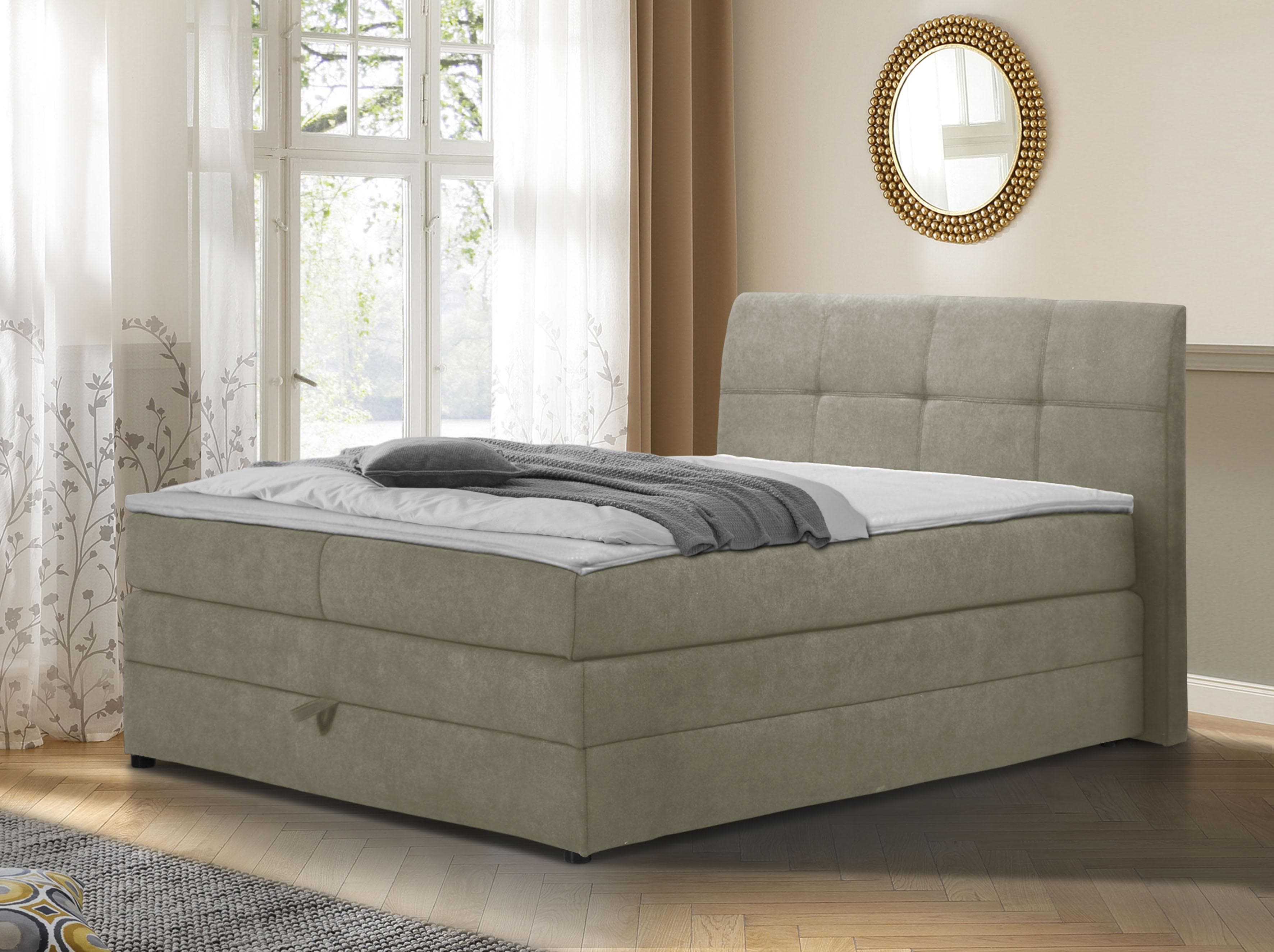 HOME AFFAIRE Boxspringbett Finja Beige mit Bettkasten