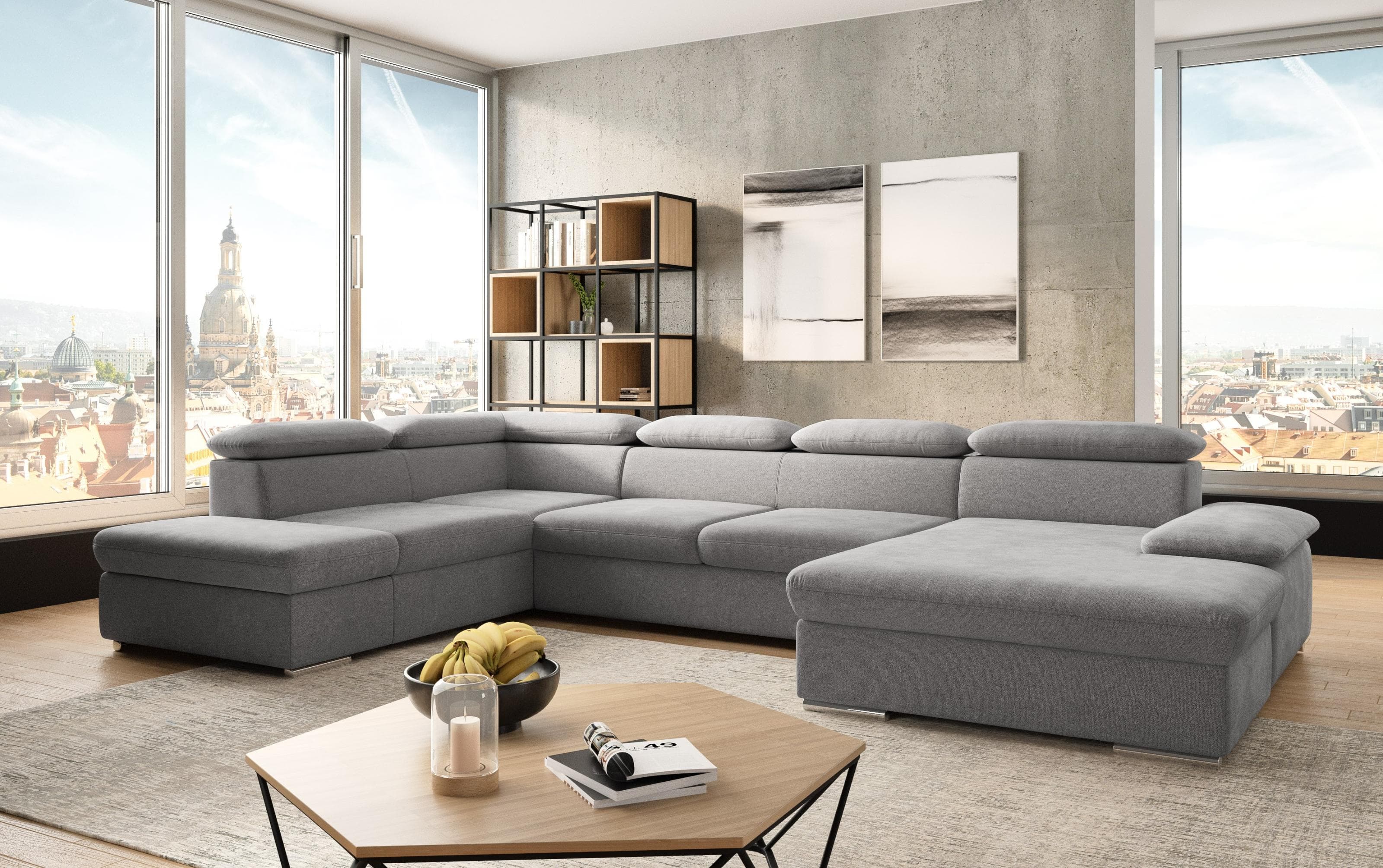SIT & MORE Wohnlandschaft Valantine U-Form Grau