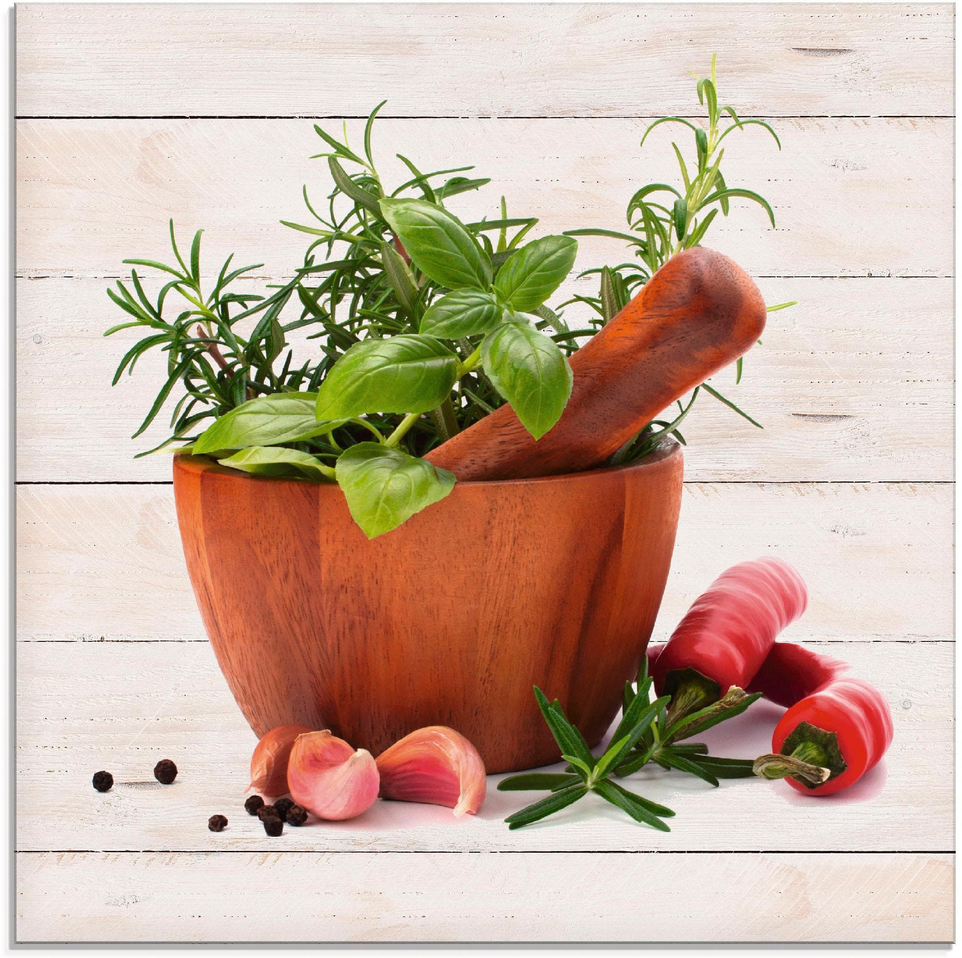 Glasbild ARTLAND Frische Kräuter und Gewürze