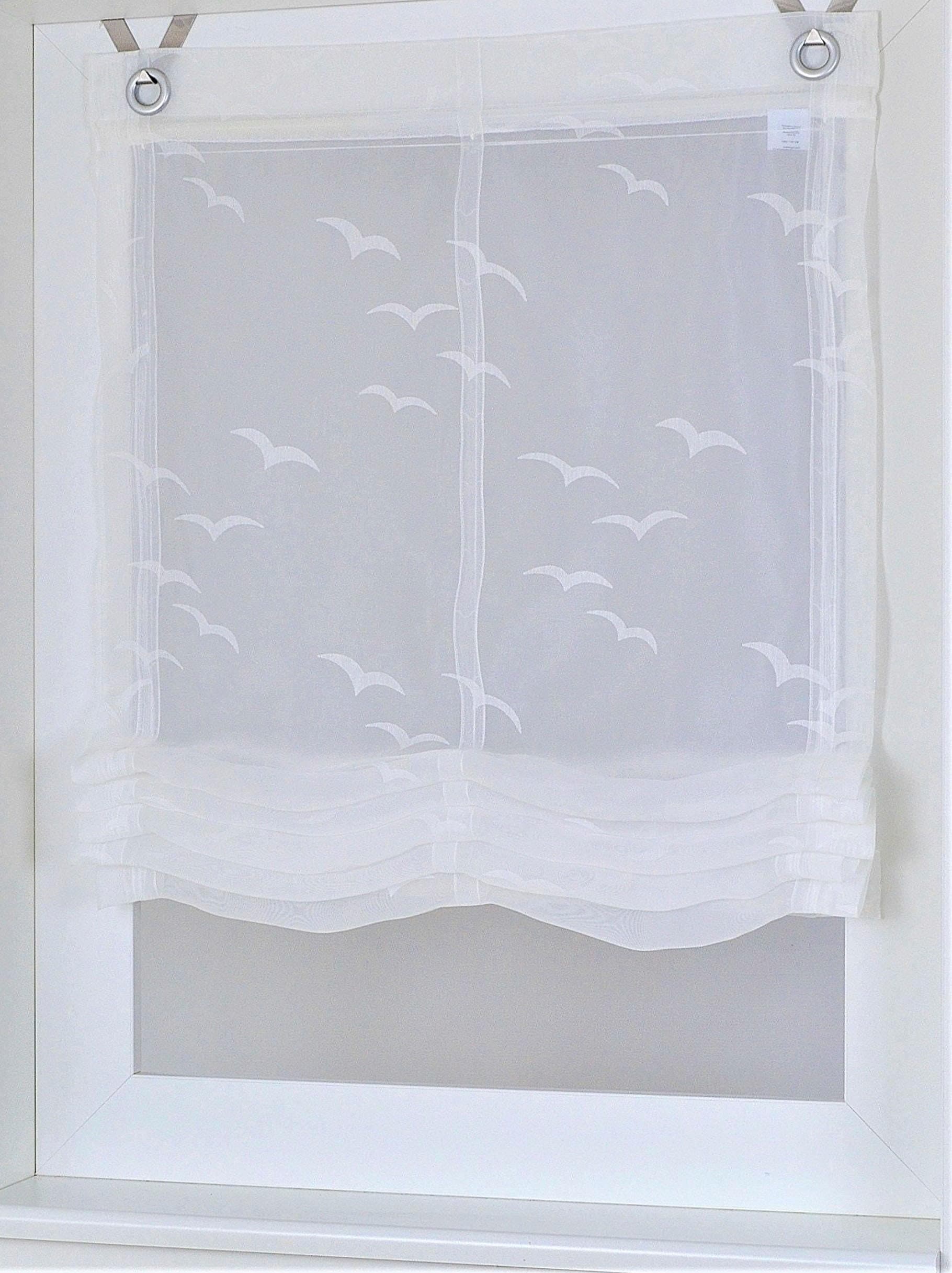 Raffrollo KUTTI "Seabird" Gr. 2 Weiß Ausbrenner 60x130cm