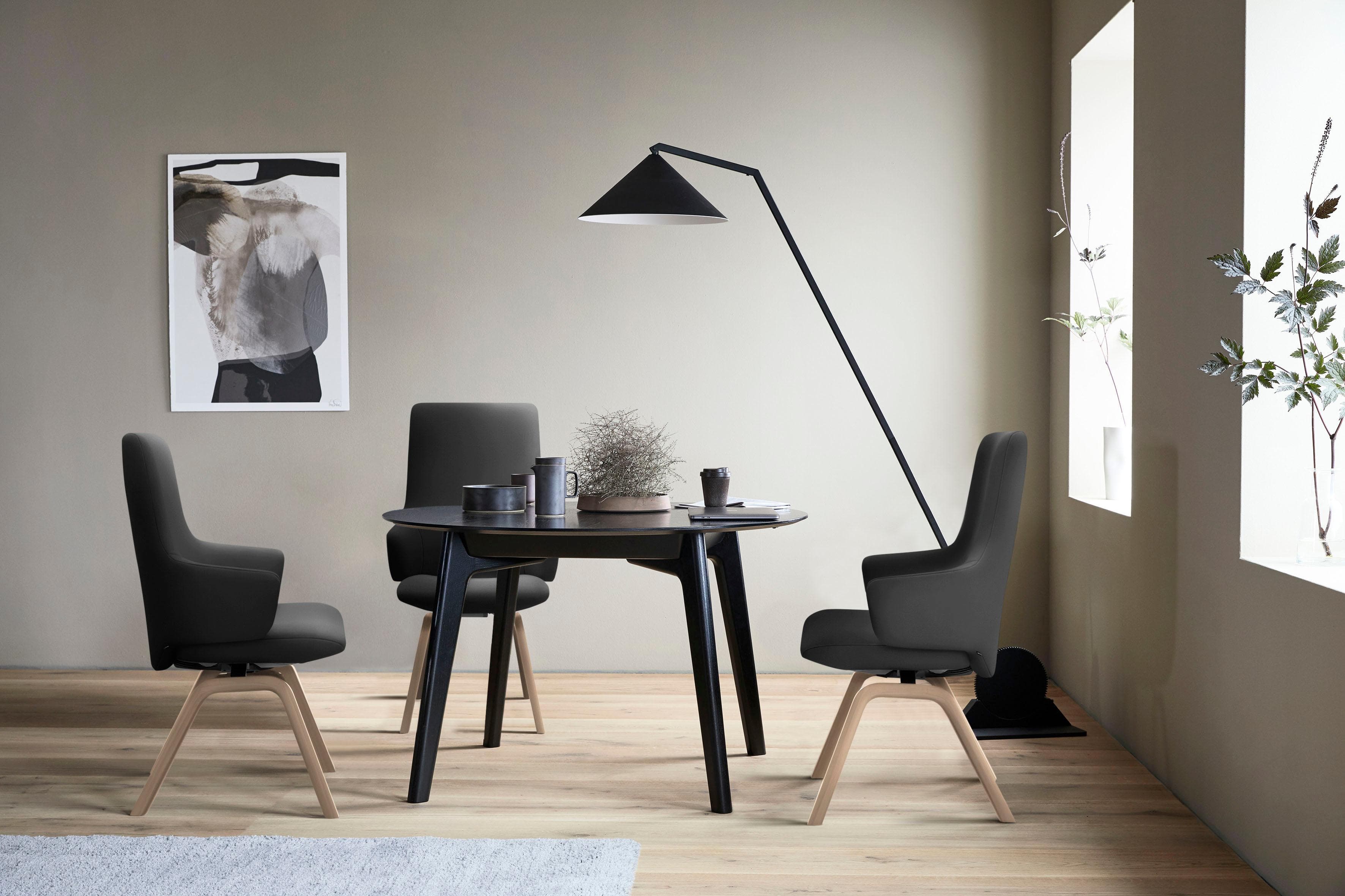 STRESSLESS Laurel Polsterstuhl Schwarz Eiche Leder PALOMA