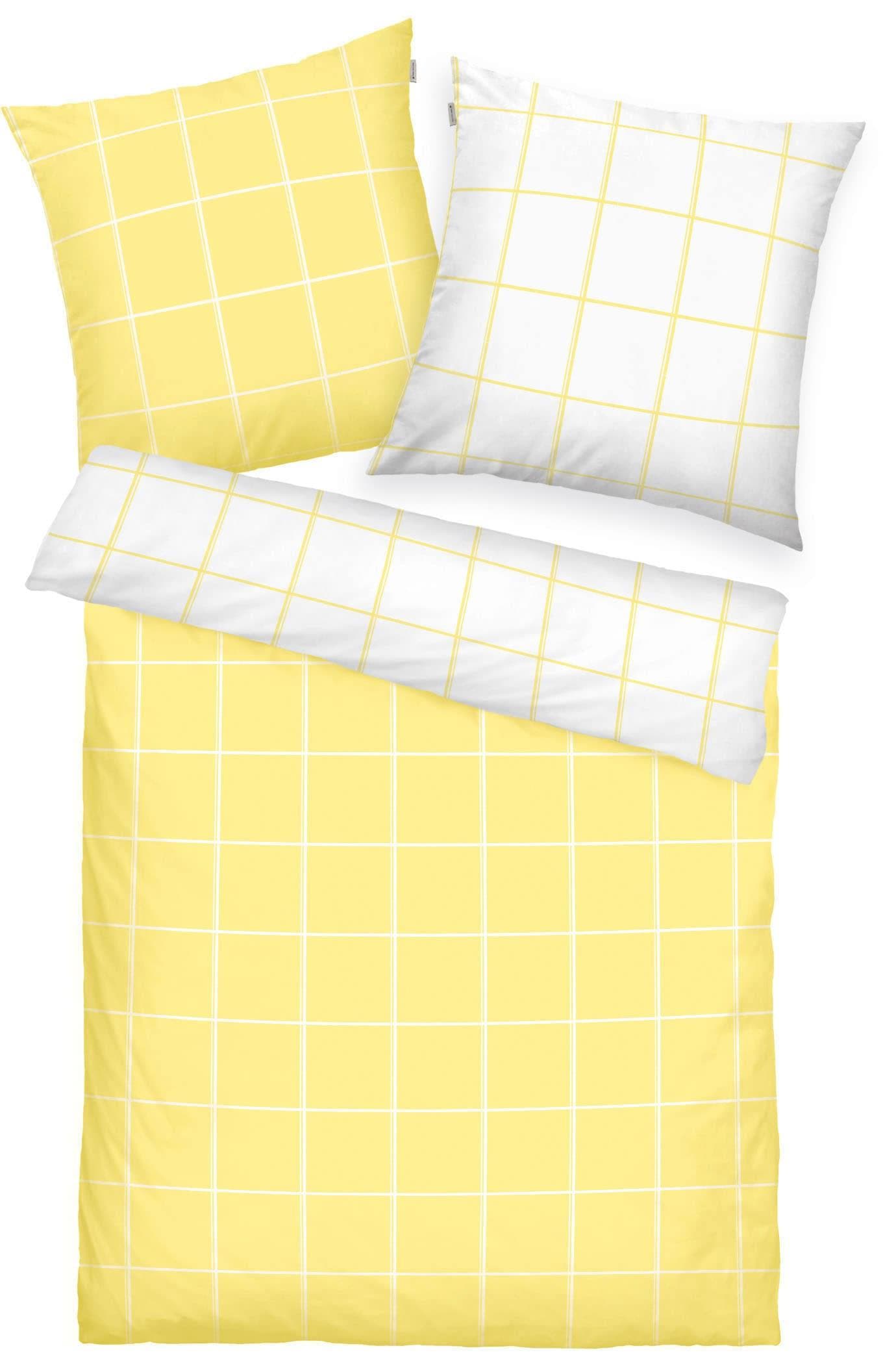 TOM TAILOR HOME Bettwäsche LARGE CHECK Kariert Gelb/Weiß Renforcé