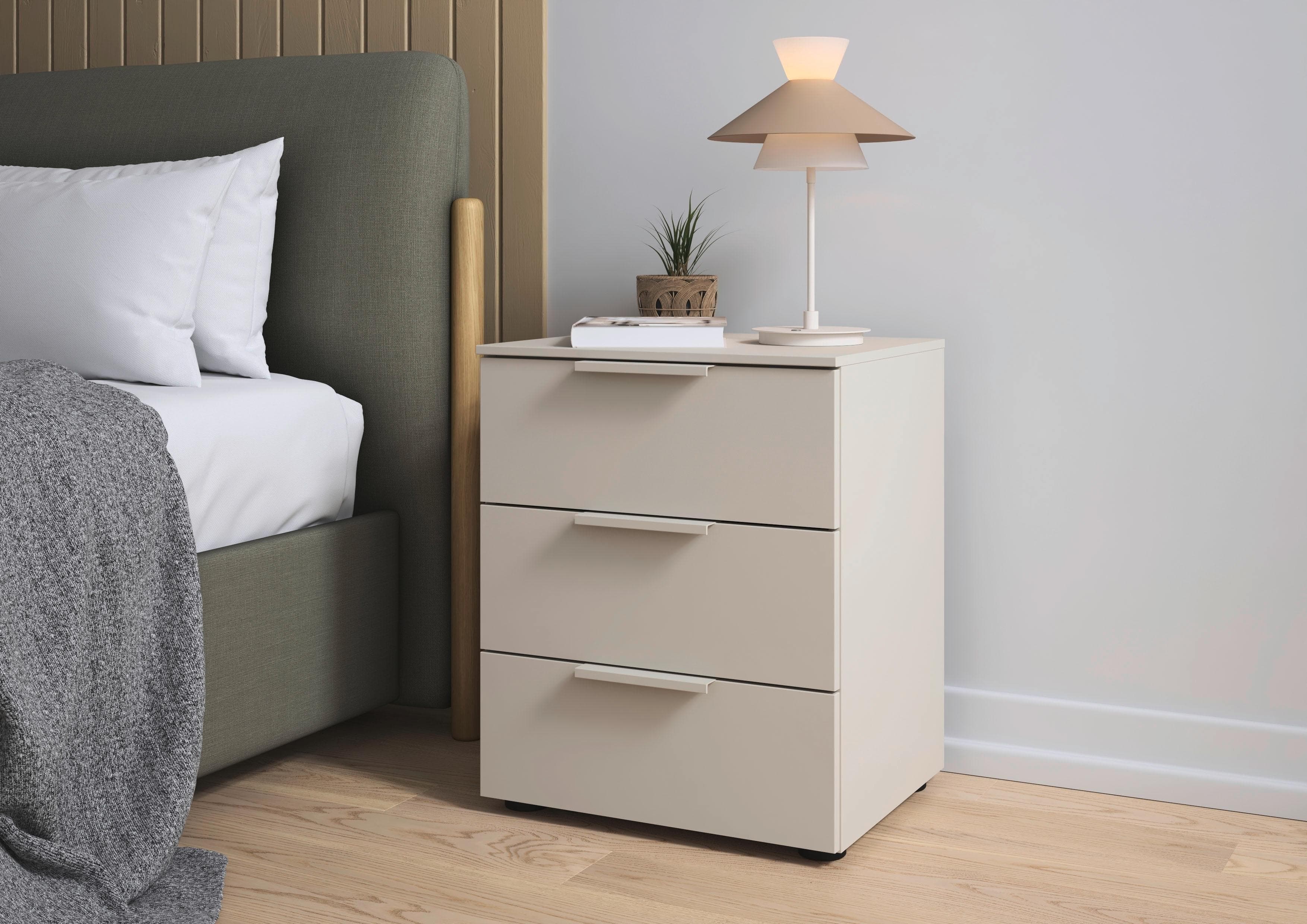 LEGER HOME SERINA Nachtkommode Beige 3 Schubladen Soft-Close