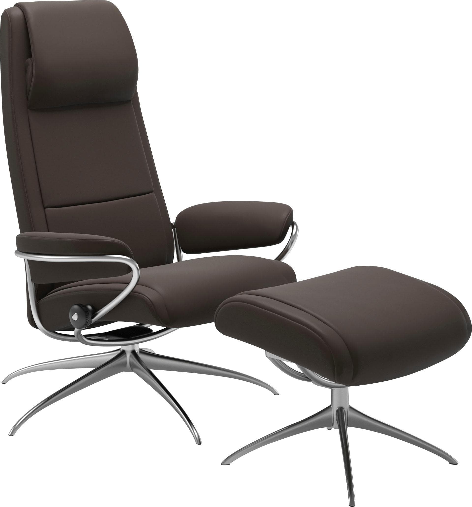 STRESSLESS Paris Relaxsessel Braun Leder BATICK mit Hocker